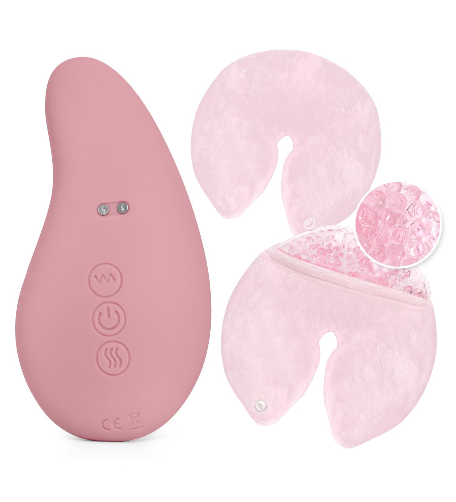 IDEALY Lactation Massager - Breastfeeding Support Kit for Nursing Moms | Vibrating Massager with Heat & Therapy Pads for Milk Flow & Clogged Duct Relief - Buy Online on GoSupps.com