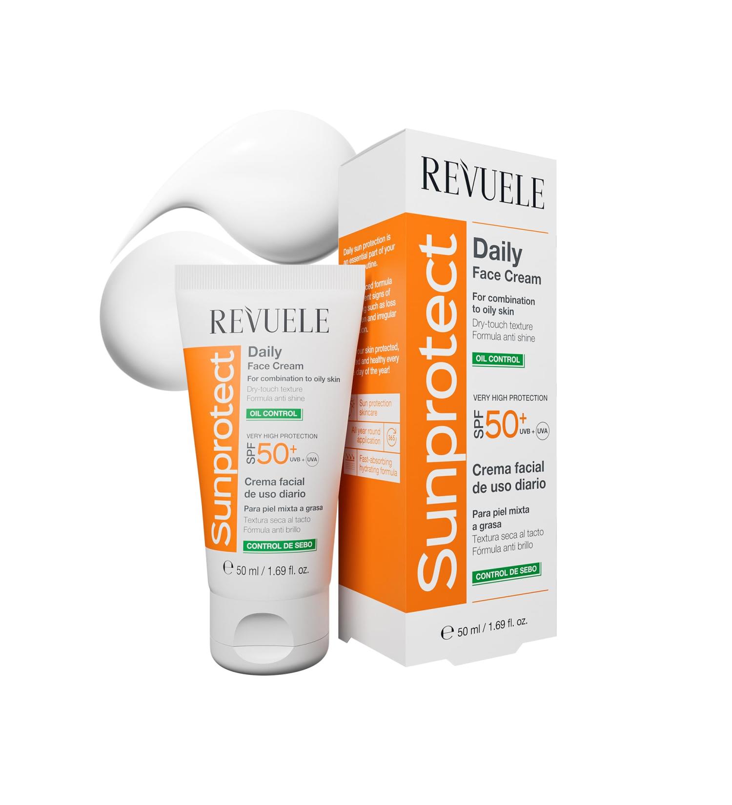REVUELE Cr me Visage Quotidienne SunProtect Contr le du S bum SPF 50+ Protection Solaire Haute avec Effet Matifiant Hydratante et Anti-Brillance 50 ml - Buy Online on GoSupps.com