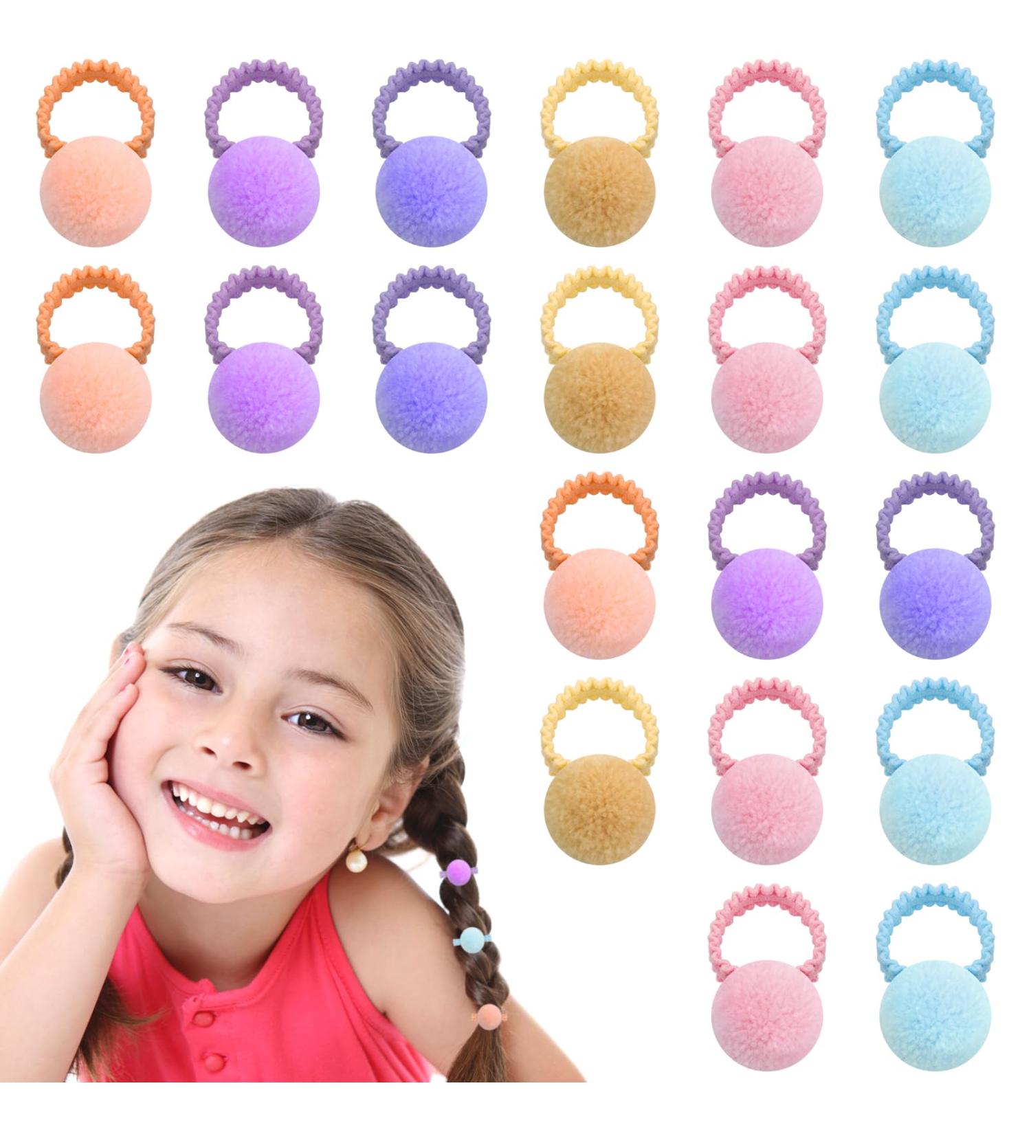 Wisebom 20pcs Colorful Pom Pom Hair Ties for Kids | Elastic Headbands & Hair Accessories for Toddlers & Girls - Buy Online on GoSupps.com
