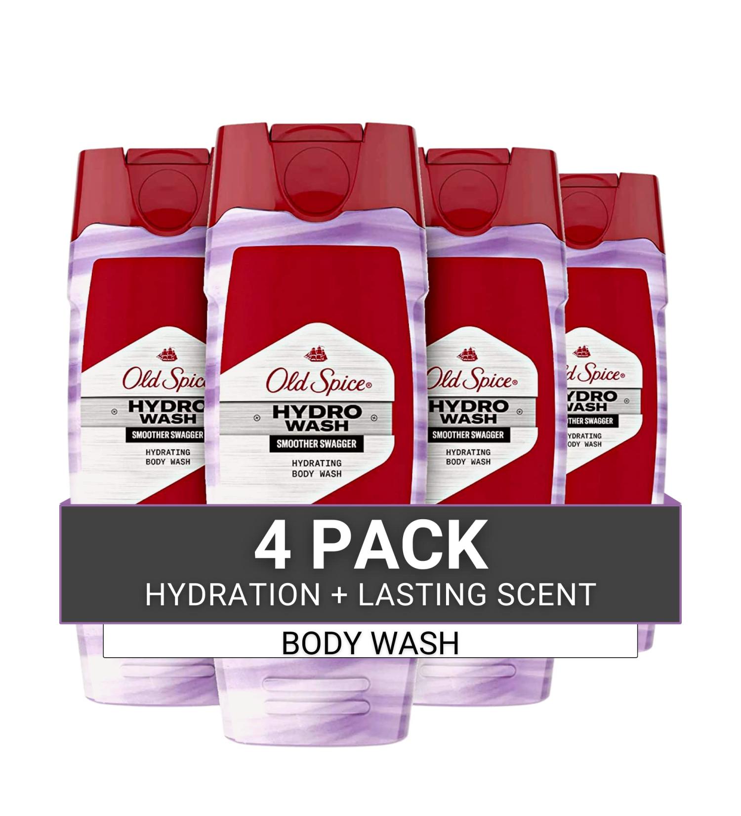 Old Spice Hydro Men's Body Wash 16oz 4-Pack - Smoother Swagger Scent - Hardest Working Collection - Buy Online on GoSupps.com