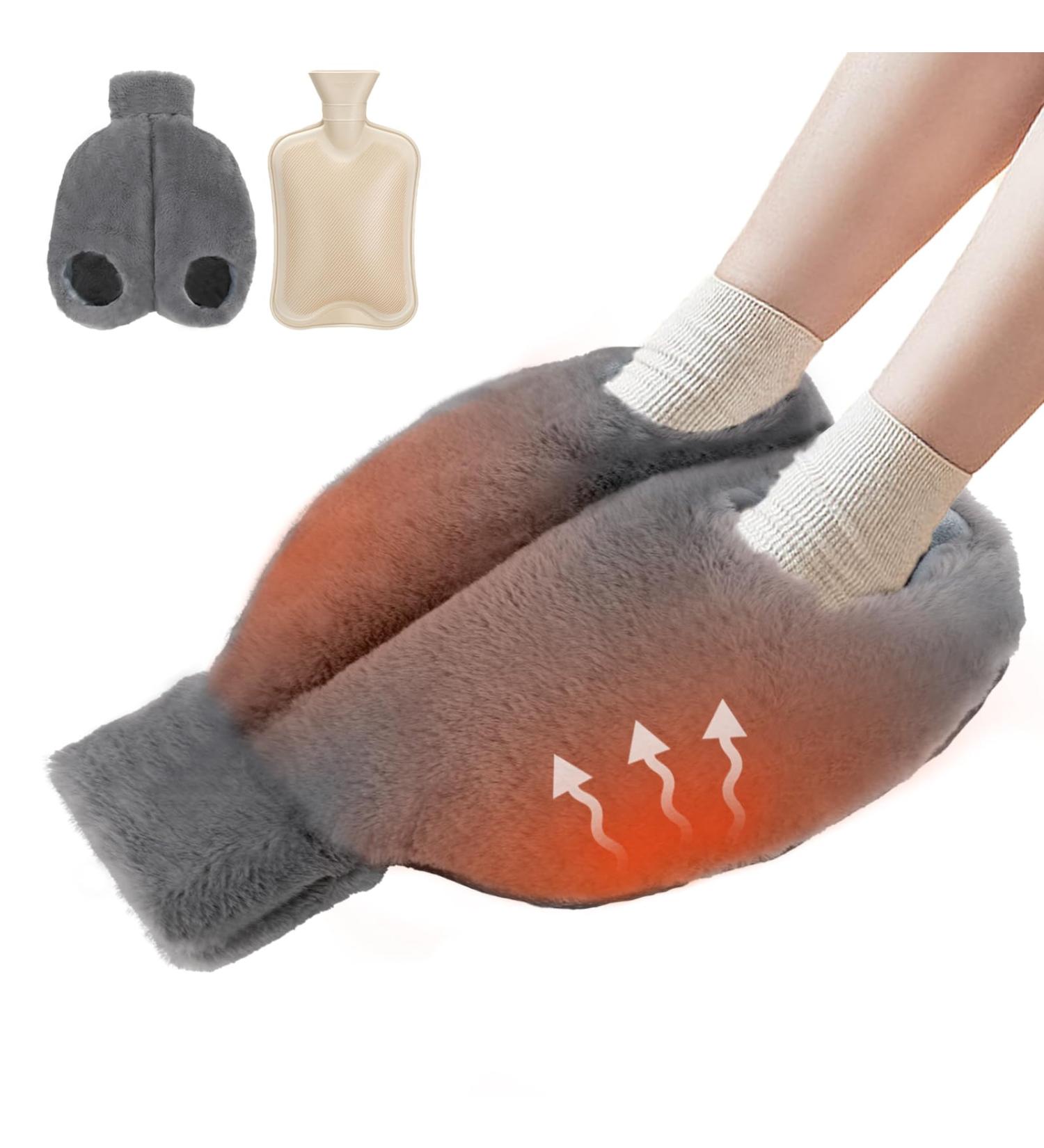 2L Foot Warmer & 2-in-1 Hot Water Bottle - Fluffy Cover for Adults & Kids | Ideal Heat Bottle for Cozy Feet & Bedtime Comfort - Buy Online on GoSupps.com