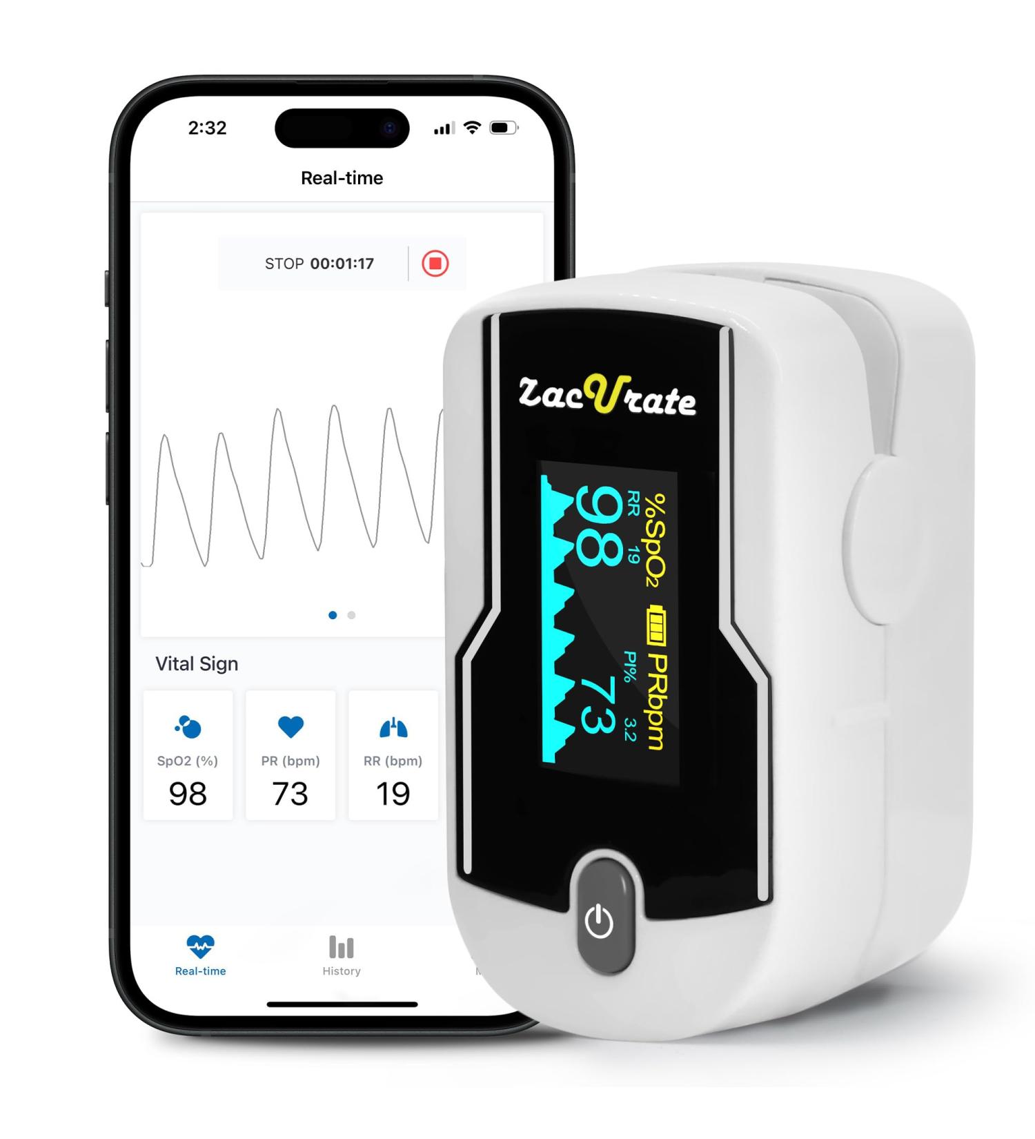 2024 Zacurate 500E-B Wireless Bluetooth Fingertip Blood Pulse Oximeter - Accurate SpO2 Heart Rate Monitor & FREE App - International Shipping Available - Buy Online on GoSupps.com