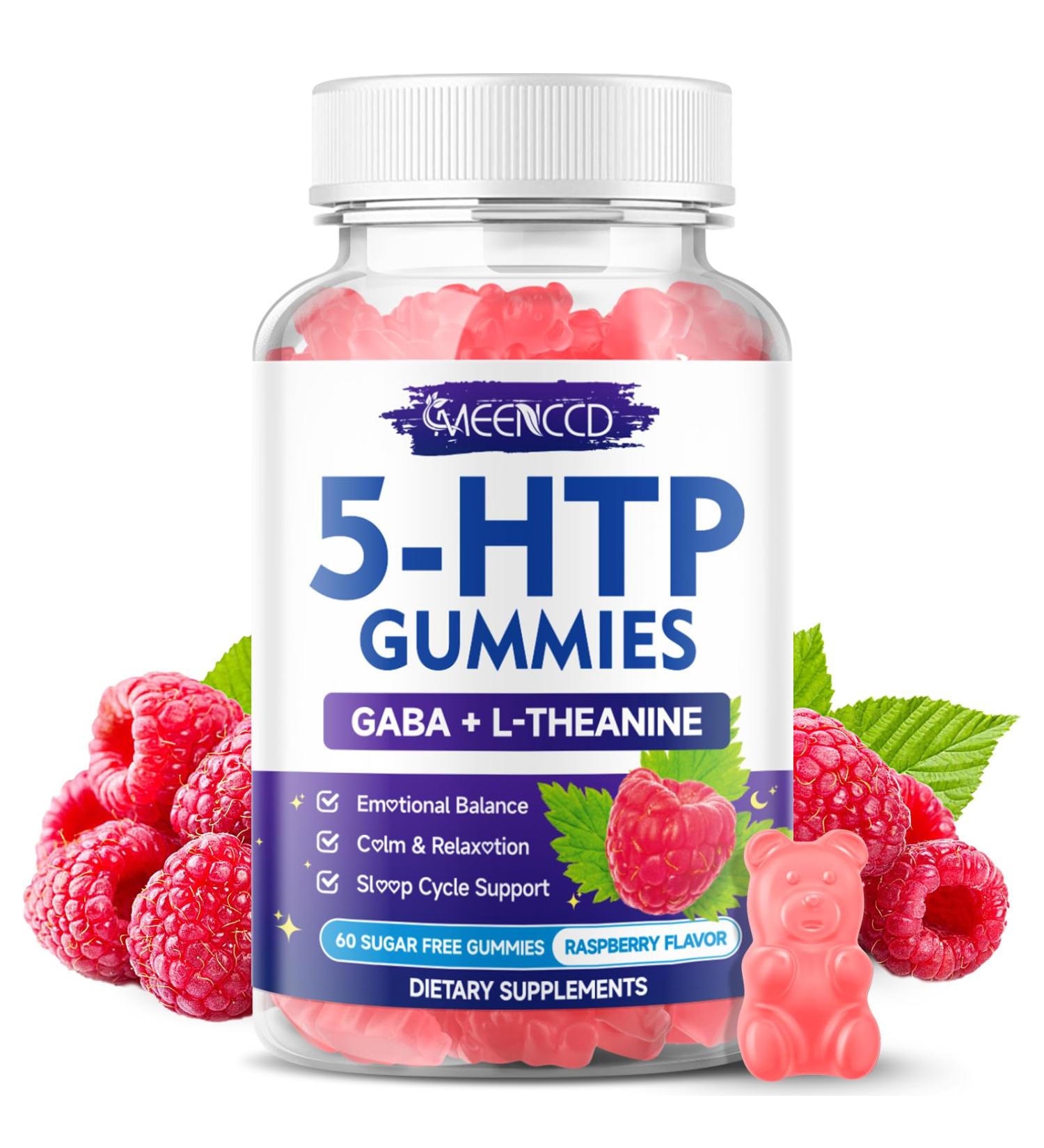 5-HTP Gummies 300mg 5-HTP Supplement with 200mg L-Theanine & 50mg GABA GABA Supplements for Adults Sugar Free Raspberry Flavor 60 Count 60 Count (Pack of 1) - Buy Online on GoSupps.com