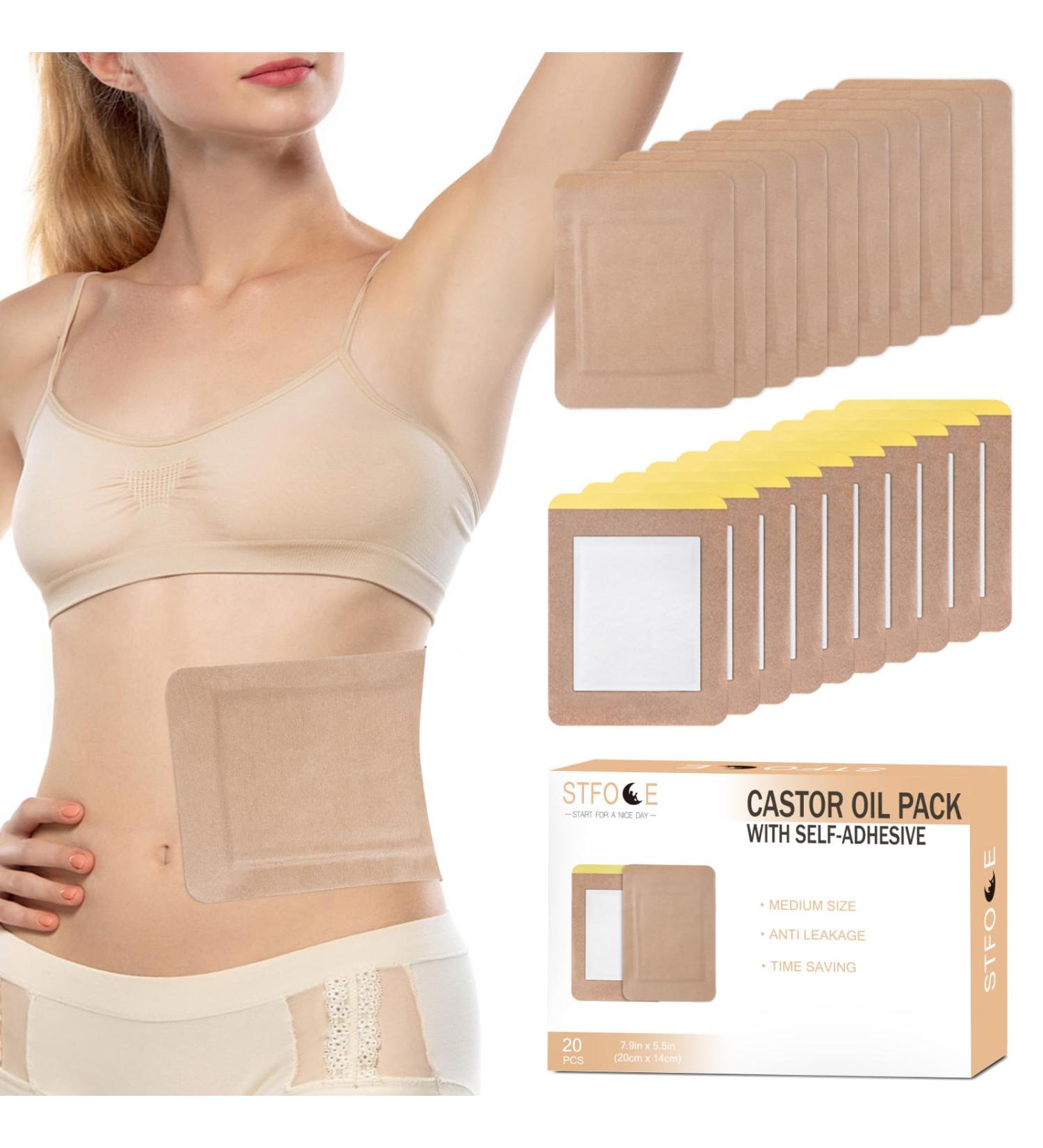 20pcs Organic Cotton Castor Oil Pack Wraps | Self-Adhesive Anti-Leak Portable | No Wash | Perfect for International Shipping - Buy Online on GoSupps.com
