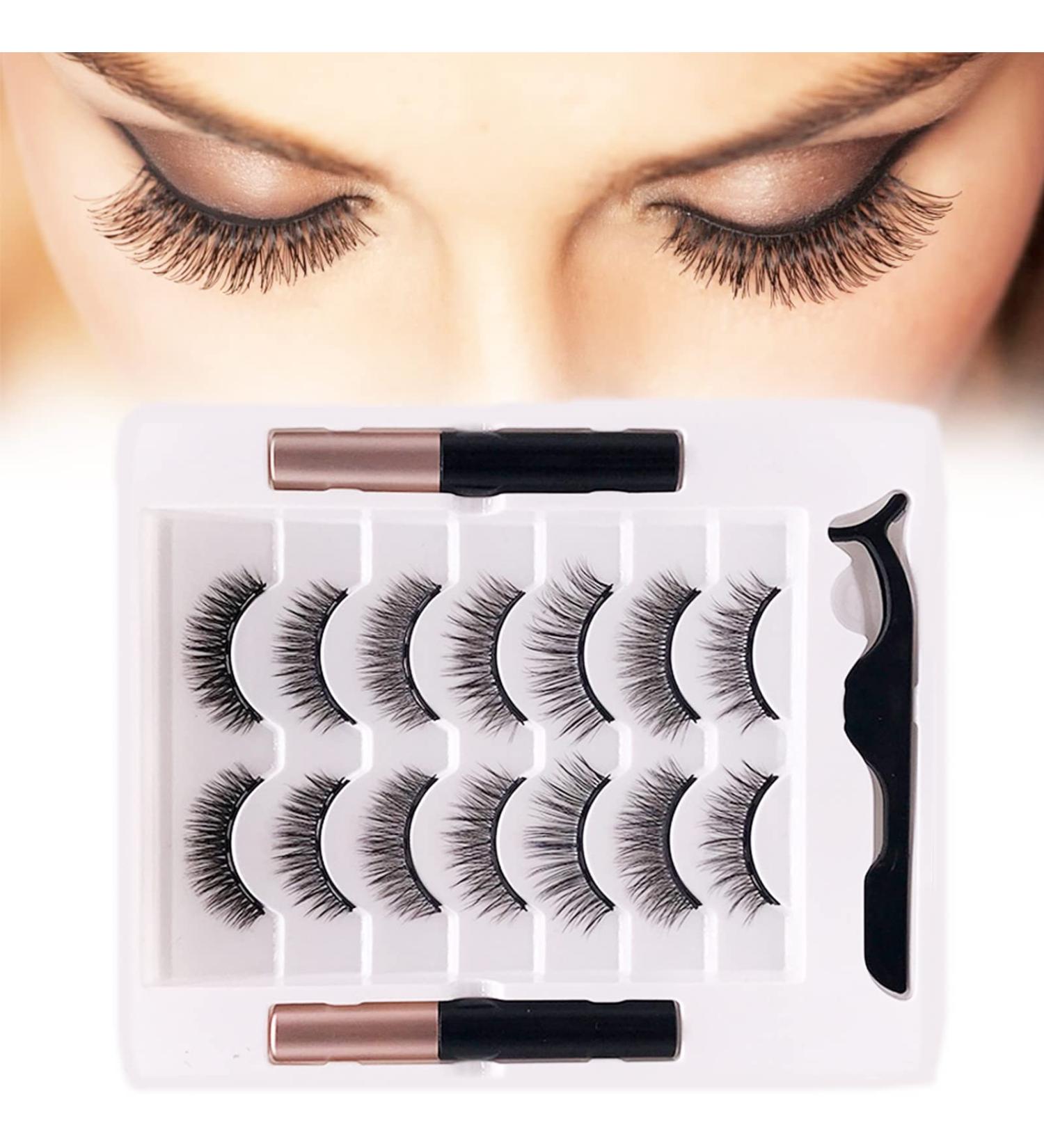 Magnetic Eyelashes natural look 2 Tubes of Black Magnetic Eyeliner and 7 Pairs 3D eyelashes magnetic Reusable False Eyelashes Magnetic Lashes Easy to Wear Waterproof-No Glue Needed 7 Pairs magnetic eyelashes - Buy Online on GoSupps.com
