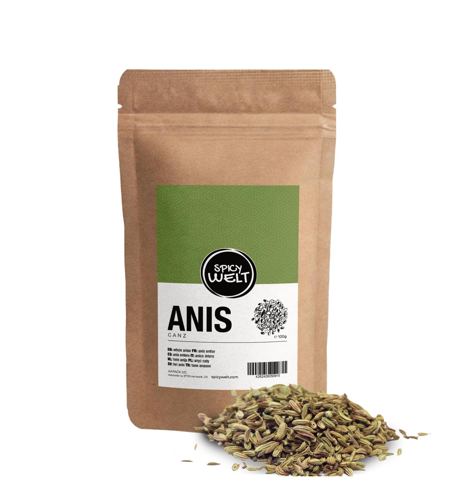 Spicy Welt Anis Vert Entier (100g) Graines d'Anis (Pimpinella Anisum) | Pour Infusion P tisserie Pain & Biscuit | Saveur Douce & Fra che | 100% Naturel Sans Additifs - Buy Online on GoSupps.com