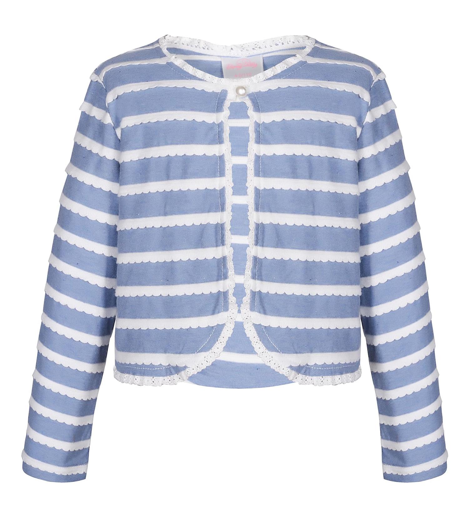Girls Long Sleeve Knitted Cotton Bolero Shrug - BONNY BILLY Kids Clothing 8-9 Years, Blue Stripe - Buy Online on GoSupps.com