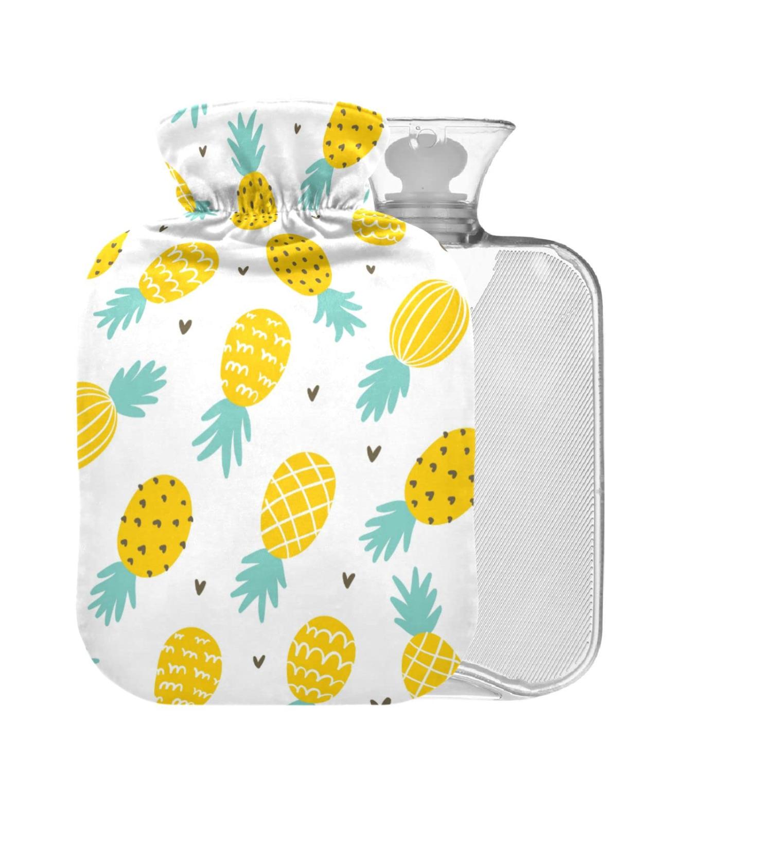 Pineapple Heart Hot Water Bottle with Cover - 1L BPA Free Small Hot Water Bag for Pain Relief & Cramps | Buy Internationally - Buy Online on GoSupps.com