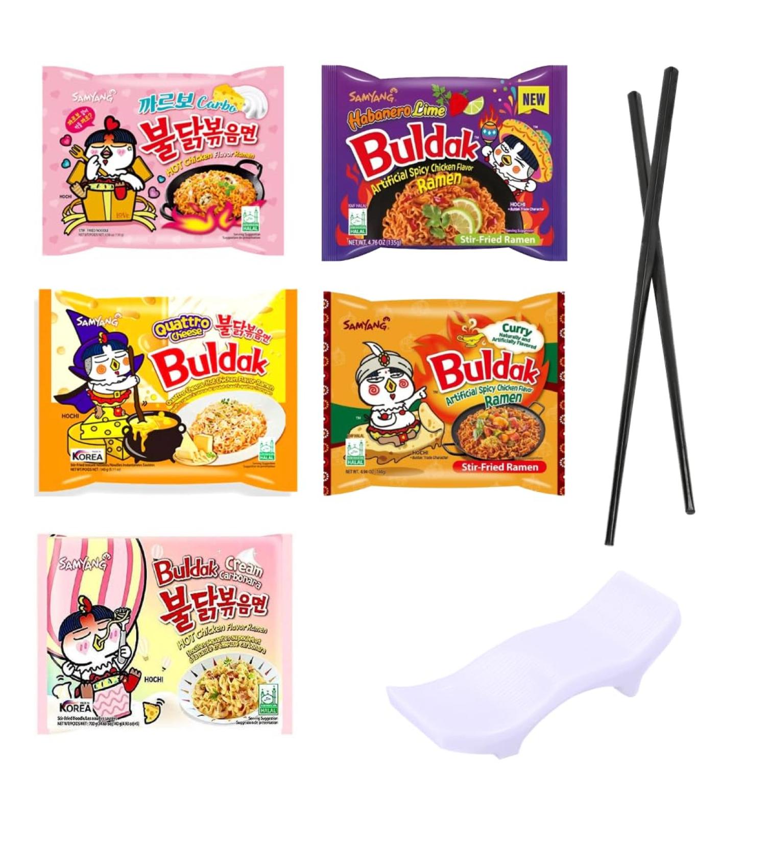Hot Chicken Flavor Ramen Noodles Bundle with JONEX SCO Reusable Chopsticks with Holder Dishwasher Safe (7 items) - Buy Online on GoSupps.com