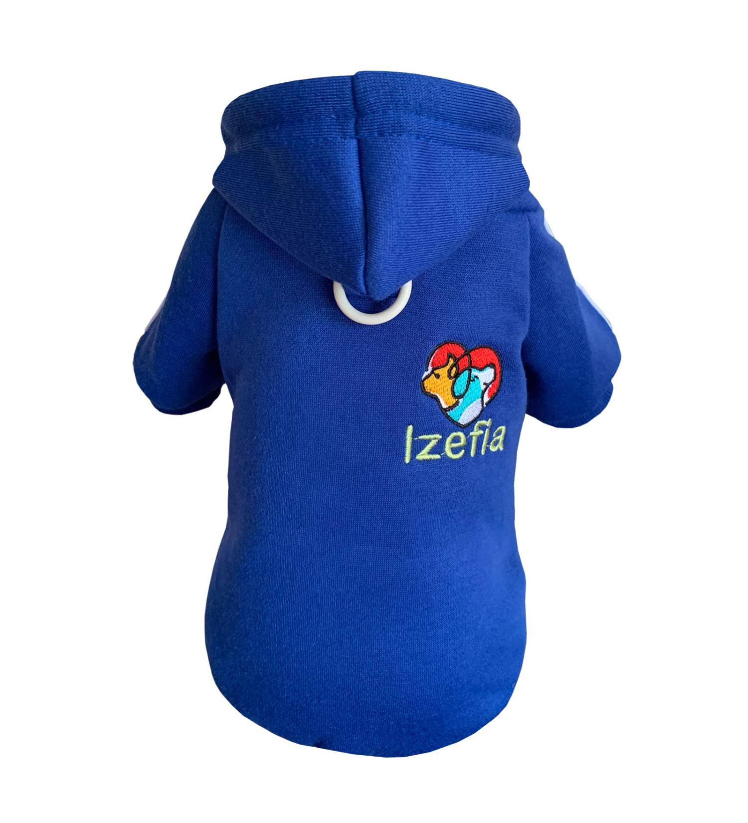 Izefia Blue Dog Hoodie - Fleece Sweater for Small Dogs & Cats | Winter Warmth XS Size - Buy Online on GoSupps.com