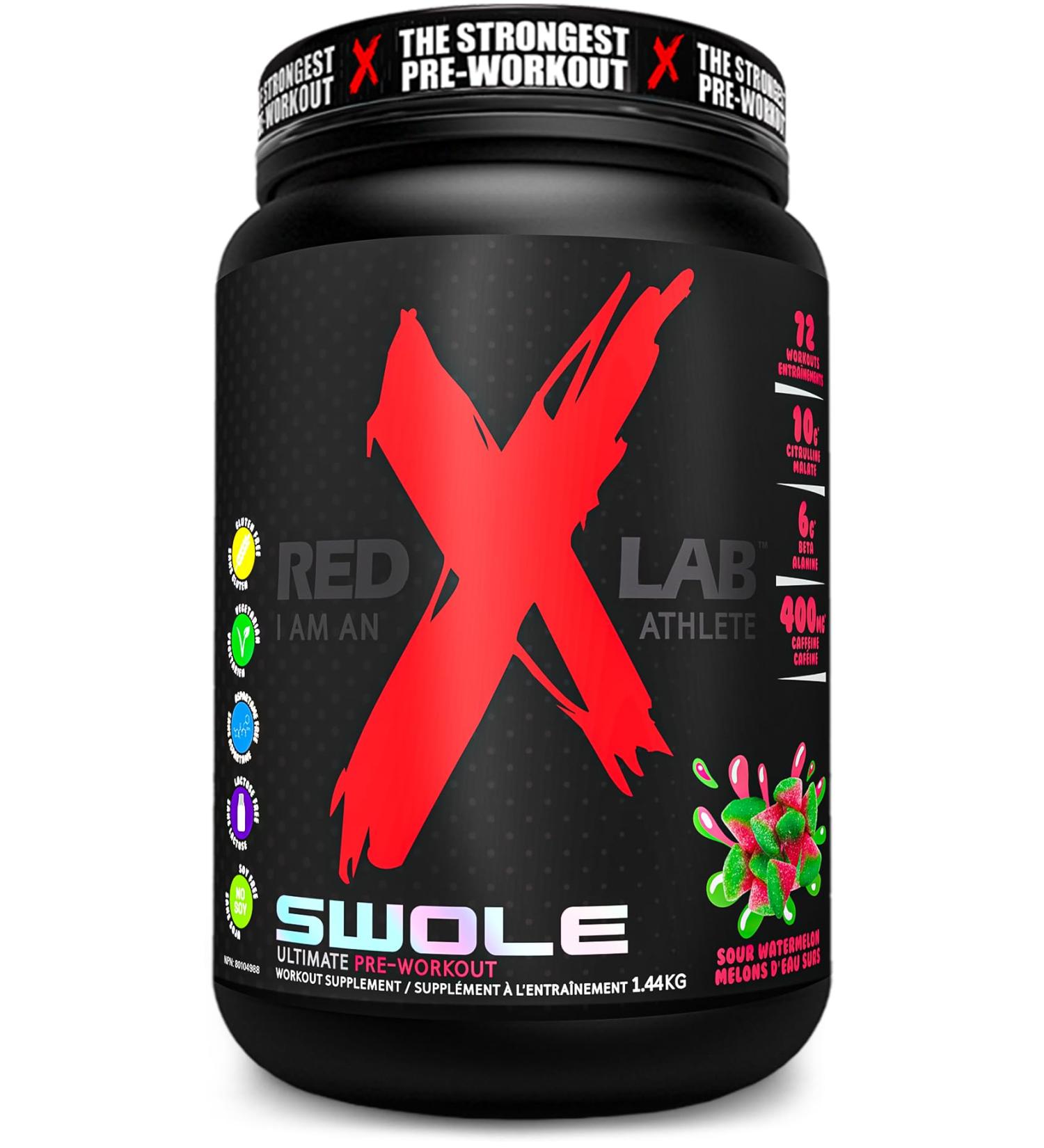 Red X Lab Swole Pre-Workout Powder Pumps & Strength Extreme Intensity Hyper Concentrate Citrulline Malate 2:1 Beta Alanine For Men & Women 72 Servings (Sour Watermelon 1.44kg) Sour Watermelon 1.44 kg - Buy Online on GoSupps.com