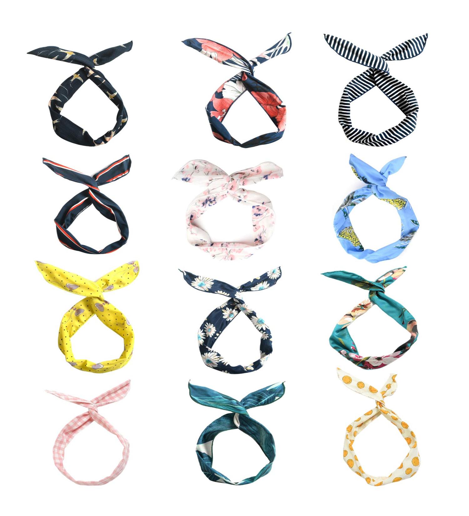 LZYMSZ 12PCS Twist Bow Wired Headbands - Vintage Floral Hairband Set for Women & Girls - Buy Online on GoSupps.com