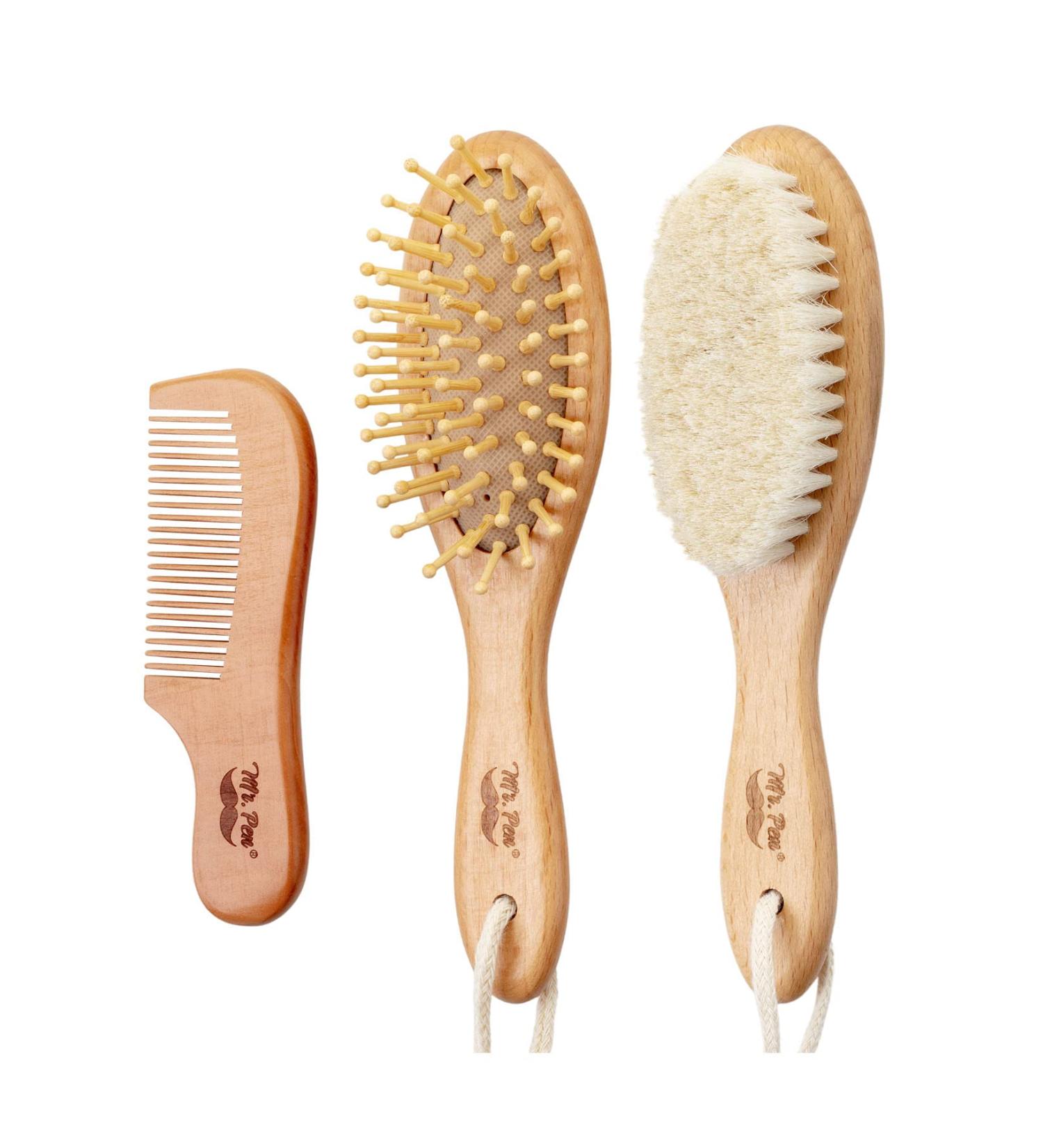 Mr. Pen Baby Brush and Comb Set - 3Pcs Wooden Baby Hair Brush, Cradle Cap Brush for Newborns and Infants - Buy Online on GoSupps.com