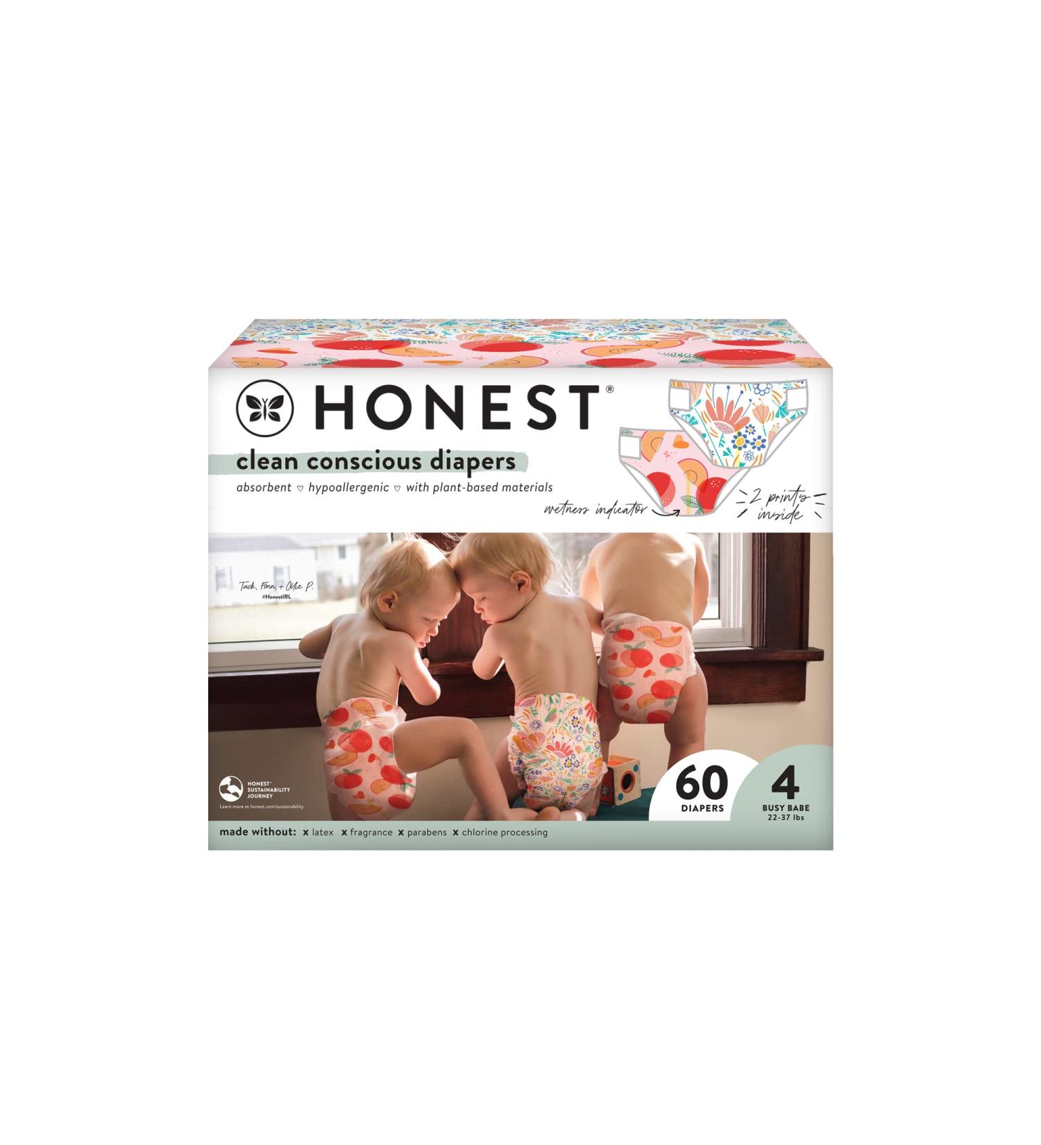 Honest Company Club Box - 60 Count Hypoallergenic Bunnies & Sliced Fruit - TrueAbsorb Technology, Plant-Derived - Buy Online on GoSupps.com