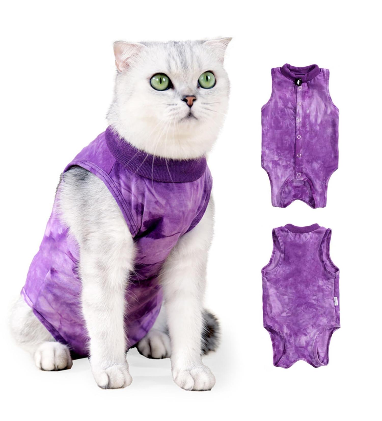 Yoolhamy Katzenbody | Post-Op Recovery Suit for Cats | Alternative to E-Collar | Cat Castration & Wound Protection | Violet - Buy Online on GoSupps.com