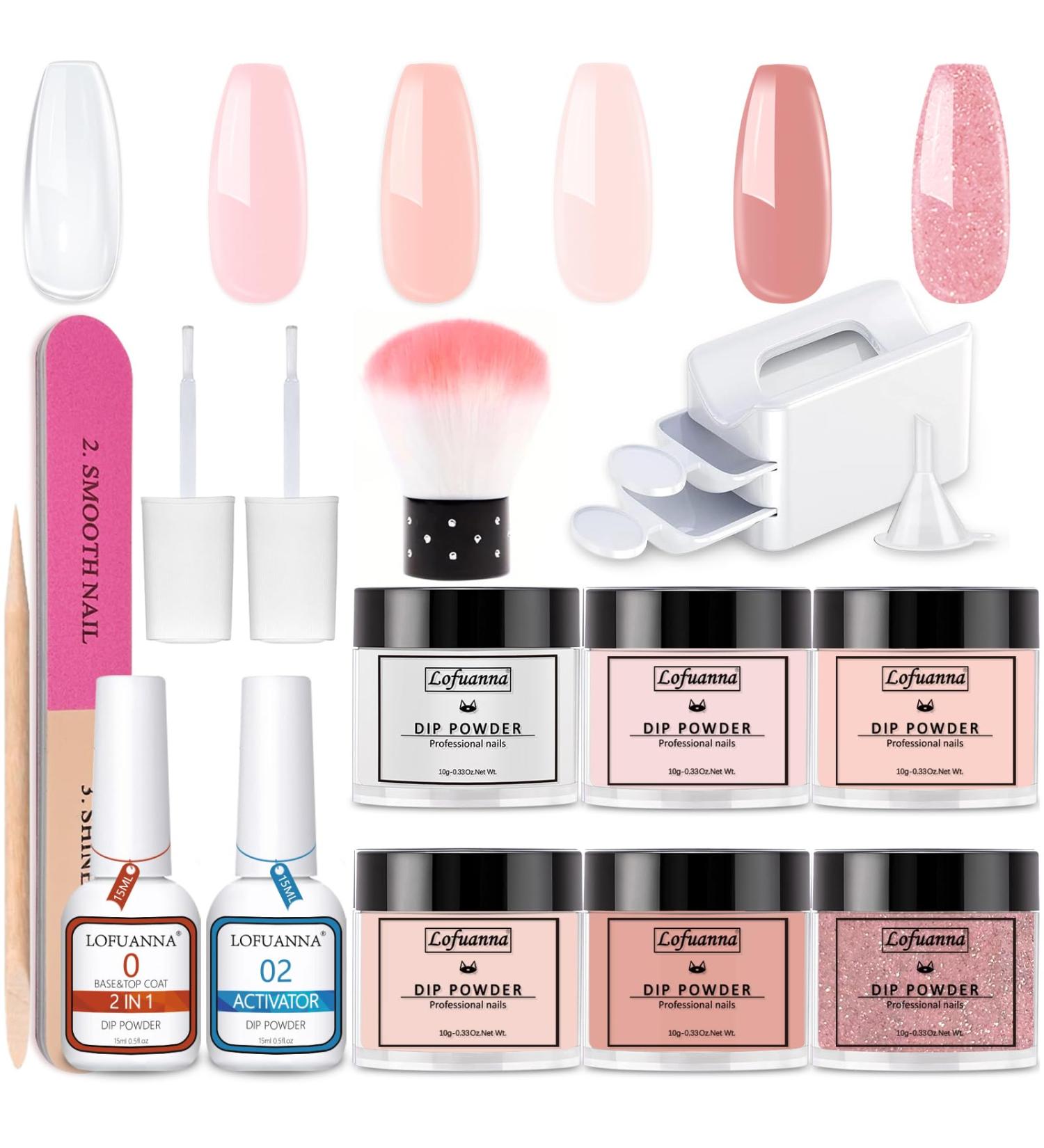 Dip Powder Nail Kit Dipping Powder Starter Kit Nail Dipping Powder Kit Nail Powder Dip Kit Starter Set-6 Colors Dip Acylic Powder with 2-In-1 Base Top Coat Activator Manicure Set for DIY Nail Salon Set 2 clear - Buy Online on GoSupps.com
