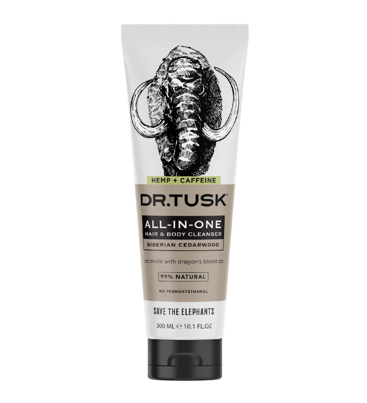 DR. TUSK Men's 2-in-1 Body Wash & Shampoo - Hempseed Oil, Caffeine & Cedarwood | 10.1 fl oz - Buy Online on GoSupps.com
