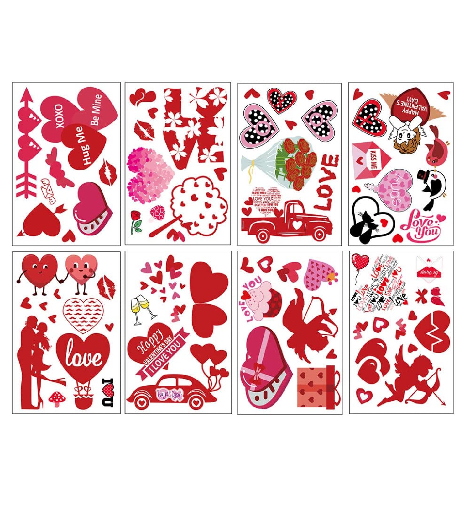 Valentines Temporary Tattoos Sticker Set - 90 Pcs Love Themed Designs for Party Decorations - Cupid Heart, Rose Bouquet, Fake Tattoo Stickers - Ideal for Valentine's Day - Girls, Women, Lover - 8 Sheets - Buy Online on GoSupps.com
