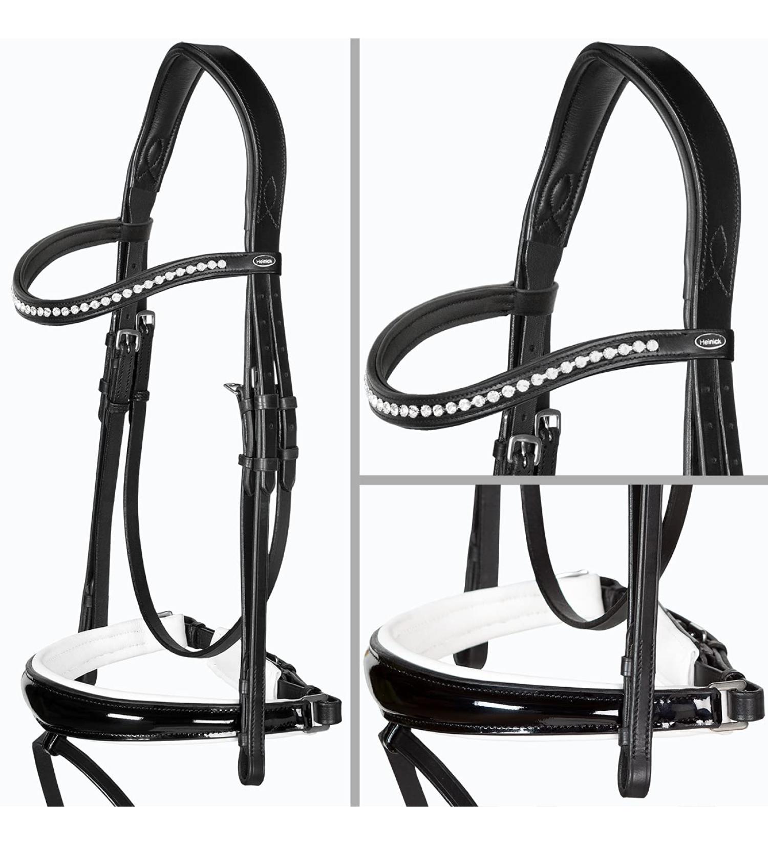 Heinick-Reitsport bridle anatomical Performance white lacquer conical RH bridle hook Warmblood Selection (Diamond)