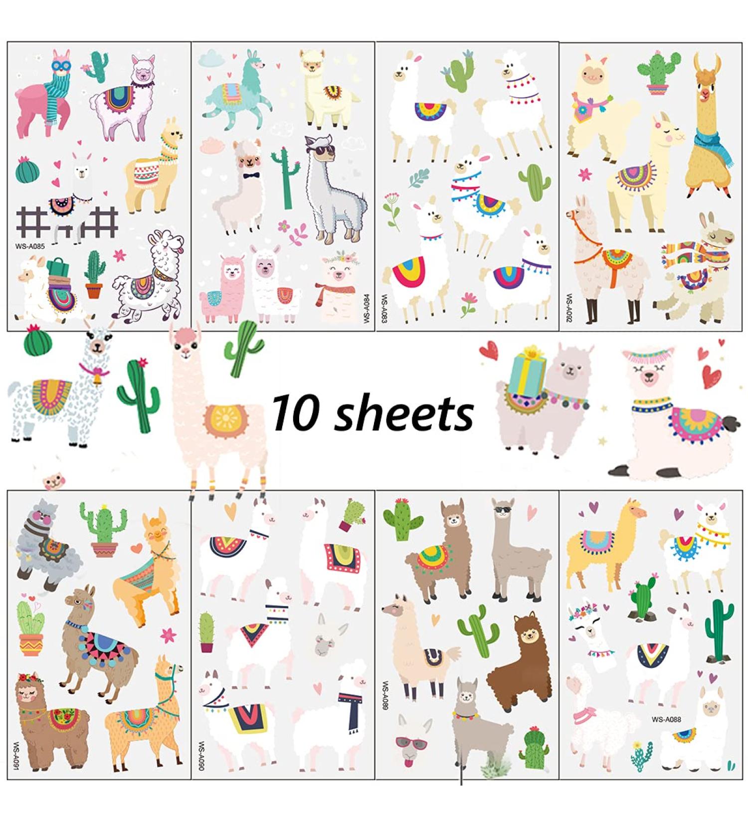 WENSHEN Llama Temporary Tattoo 10 Sheets - Alpaca Fake Tattoos for Birthday Party - Waterproof, Fun Party Favors for Kids, Girls, Adults - Buy Online on GoSupps.com