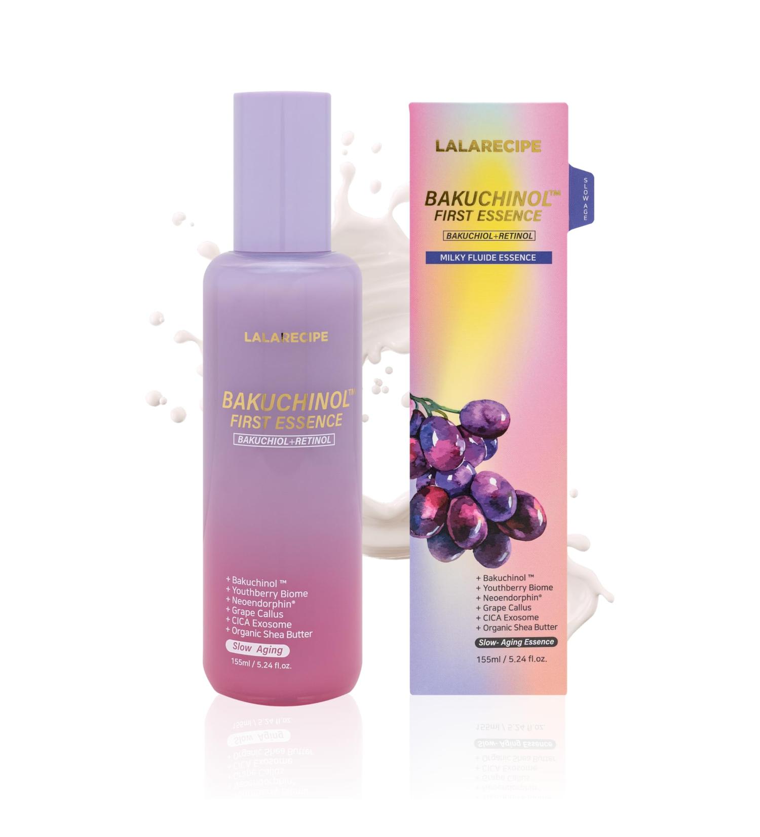 LALARECIPE Bakuchiol First Essence Hydrating Milky Korean Toner with Retinol Liposome, Shea Butter & Peptides Vegan Skincare for Wrinkle Care & Elasticity (5.24 fl oz) - Buy Online on GoSupps.com