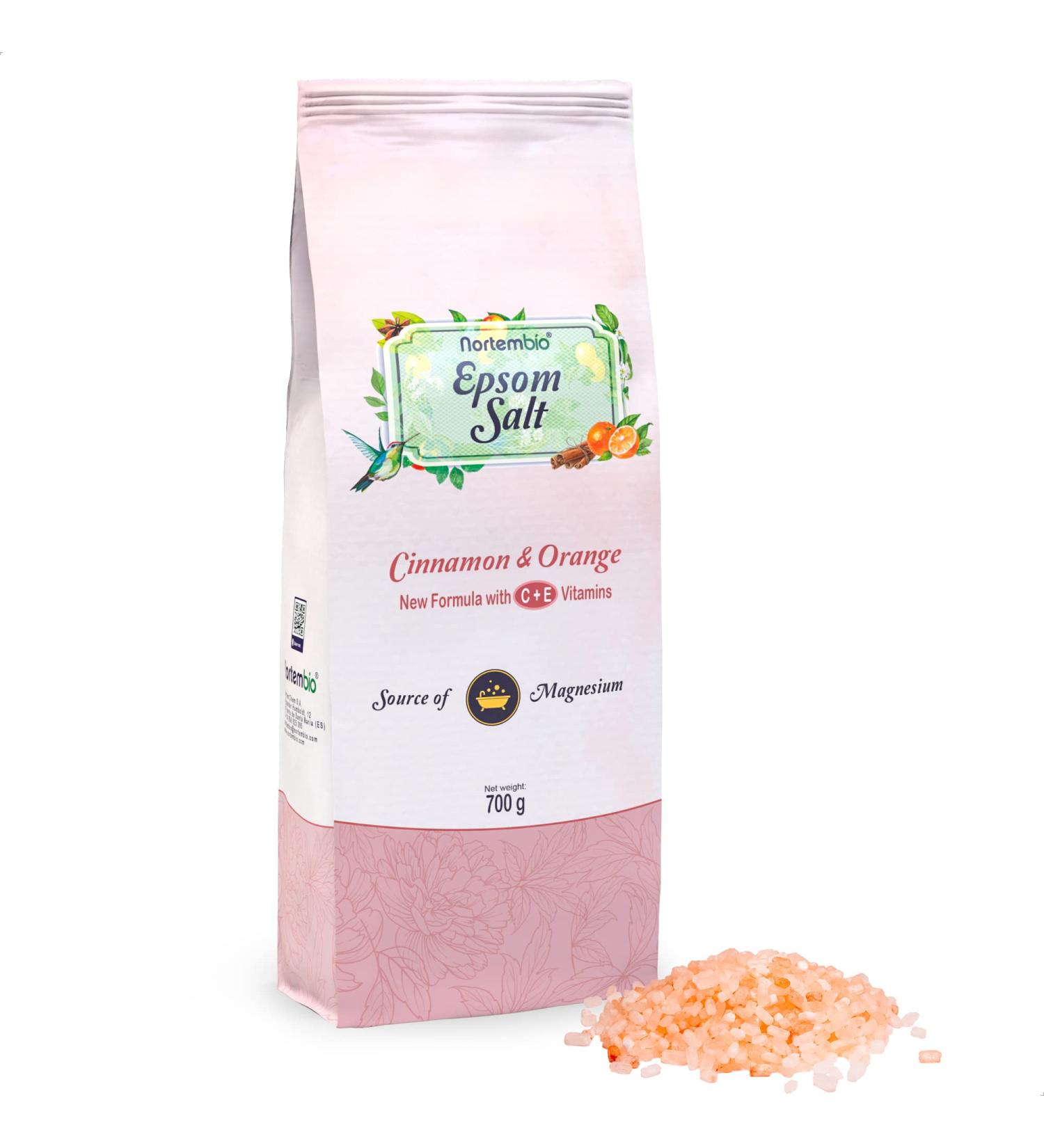Nortembio Epsom Salt 700g - Cinnamon Orange Fragrance | Hydrated with Vitamin C & E | Swimming Salt & Body Care | Free E-Book Included - Buy Online on GoSupps.com