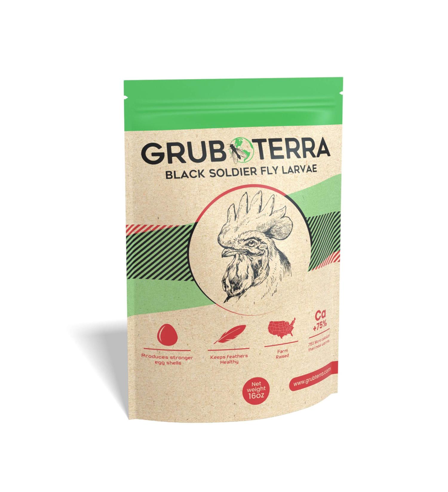 GrubTerra Natural Black Soldier Fly Larvae Chicken Treats Made in USA & Canada | 1lb Pack - 75x More Calcium | For Chickens, Ducks, & Wild Birds - Buy Online on GoSupps.com