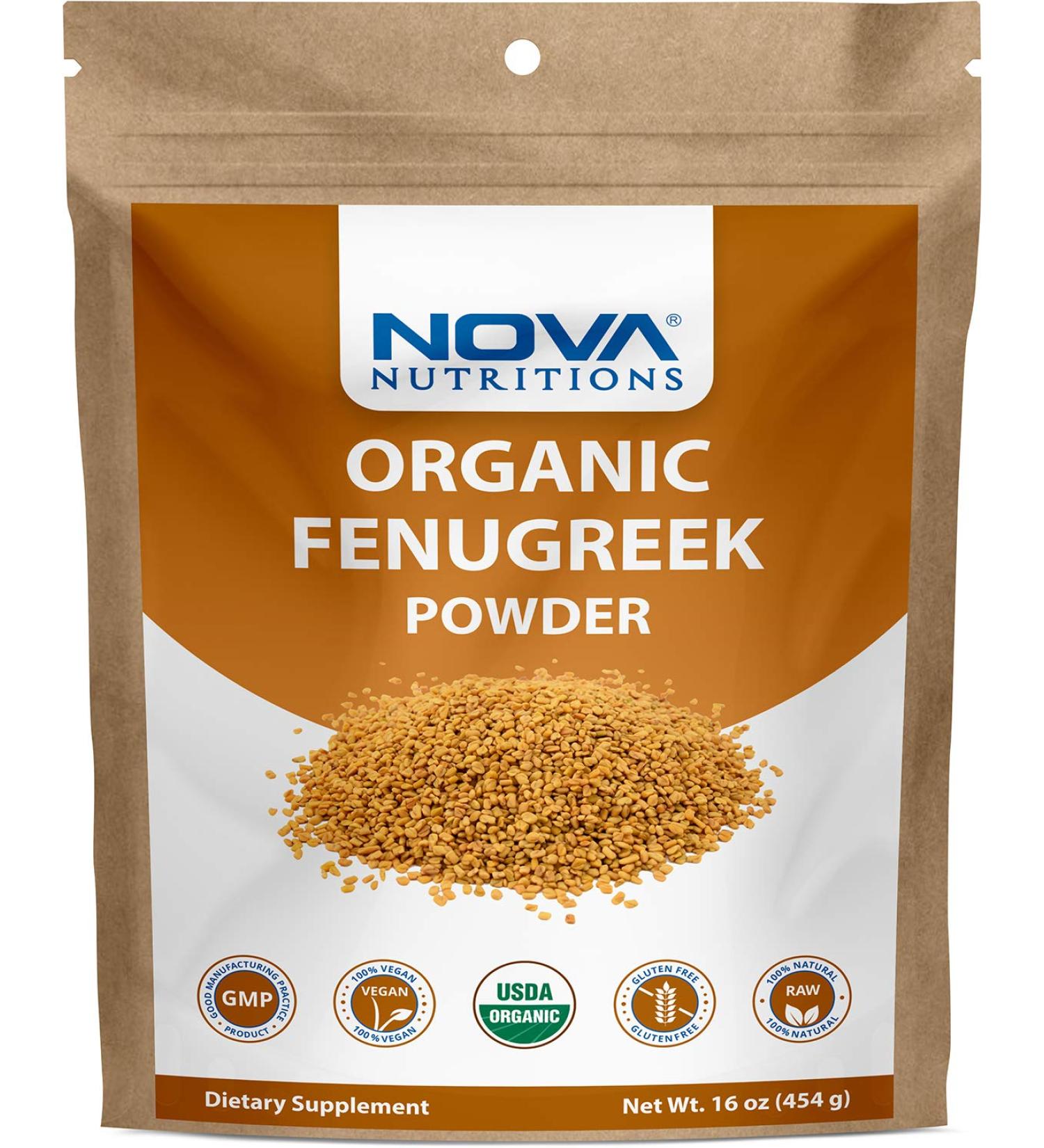 Organic Fenugreek Seed Powder 16 oz - Certified Methi Seeds Ground - Trigonella Foenum Graecum (Fenugreek Powder) - 454g - Buy Online on GoSupps.com