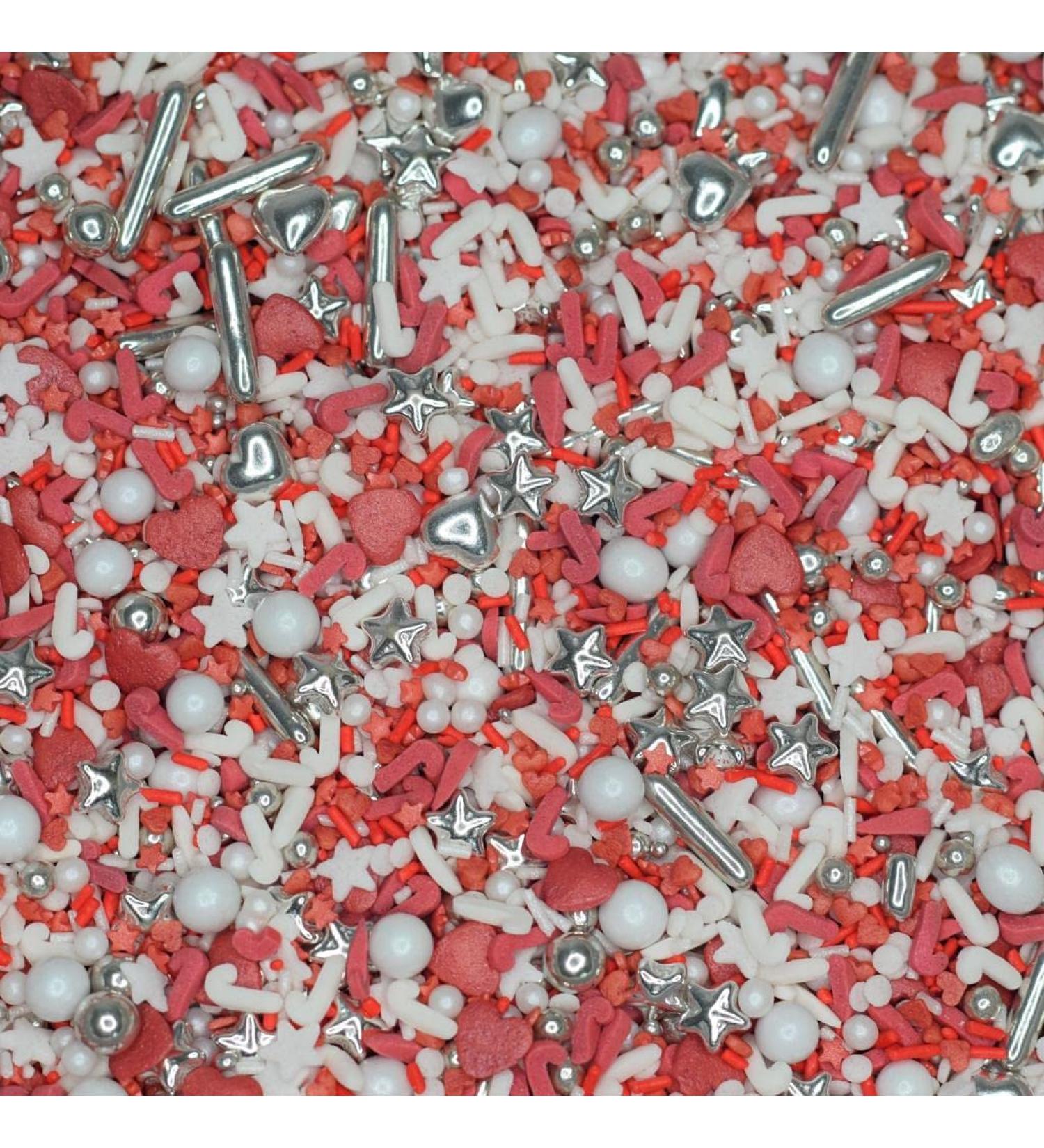 Christmas Kisses Red & White Christmas Sugar Sprinkles edible cake decorations (120g)