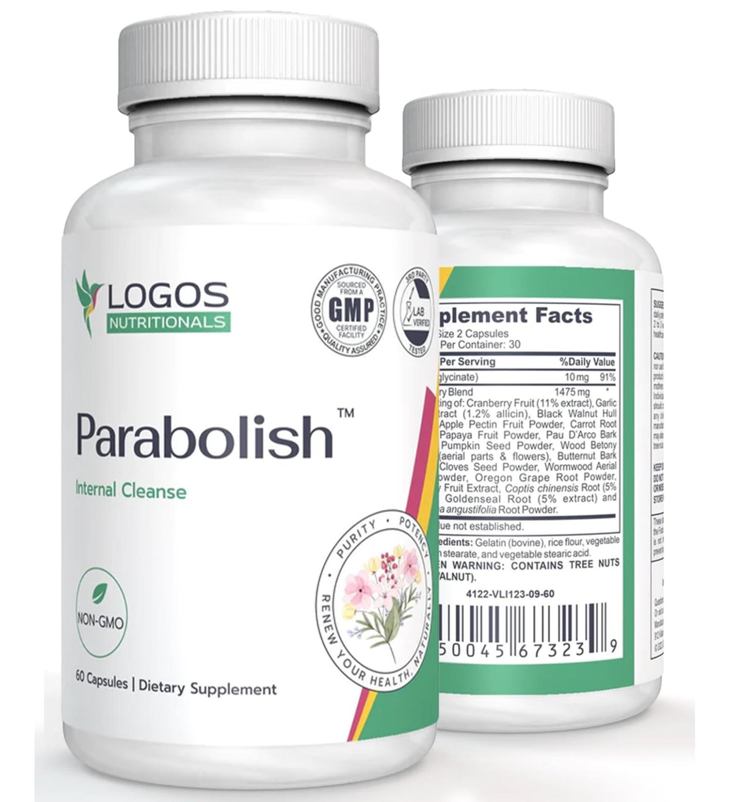 logos nutritionals Parabolish para Cleanse - 60 Capsules - Gut Health Immune Support - Natural Ingredients - Buy Online on GoSupps.com