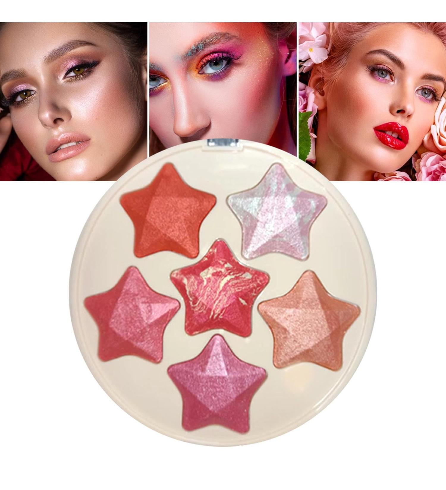Shimmer Highlighter Blush - Long Lasting Shimmer Face Palette 6 Colors Makeup Tools For Traveling School Company Dating Home And Bar Pochy 01 - Buy Online on GoSupps.com