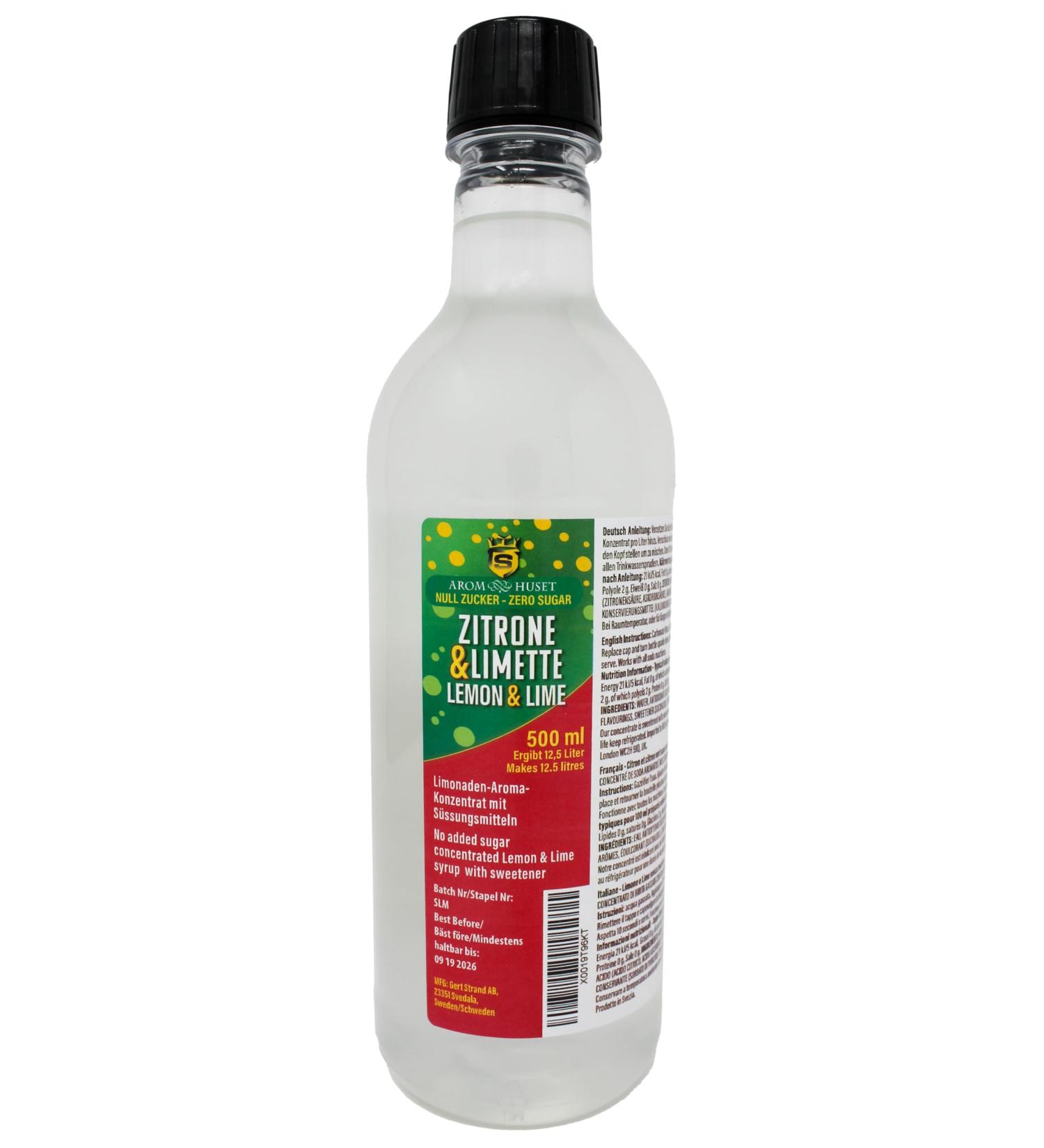 Zero Sugar Lemon Lime Soda Syrup Concentrate 500ml - Create 12.5L Sugar-Free Soft Drink with Sparkling Water - Buy Online on GoSupps.com