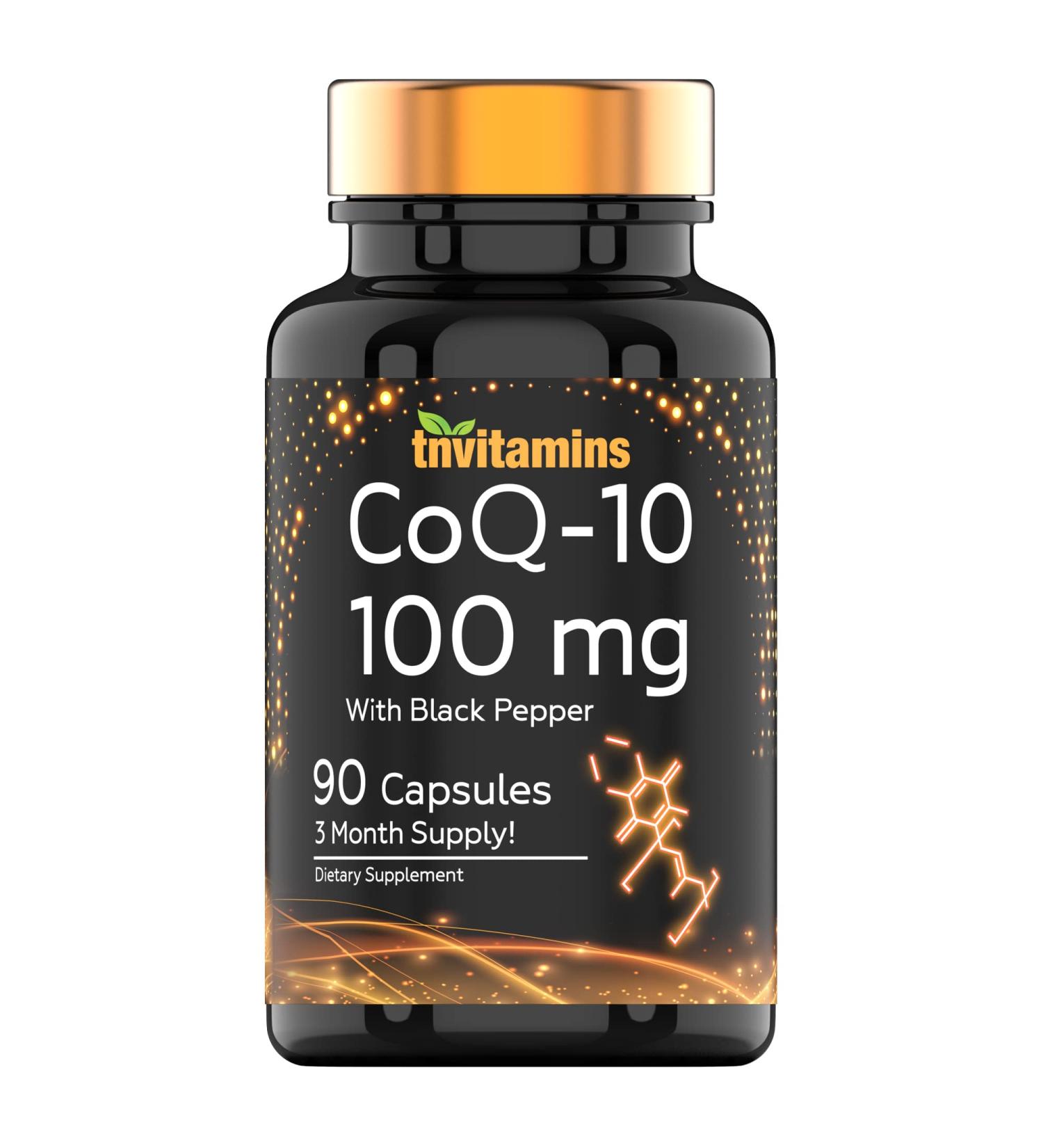 CoQ-10 100mg with Black Pepper Extract | 90 Rapid Release Capsules | Maximum Absorption Antioxidant Supplement - Buy Online on GoSupps.com
