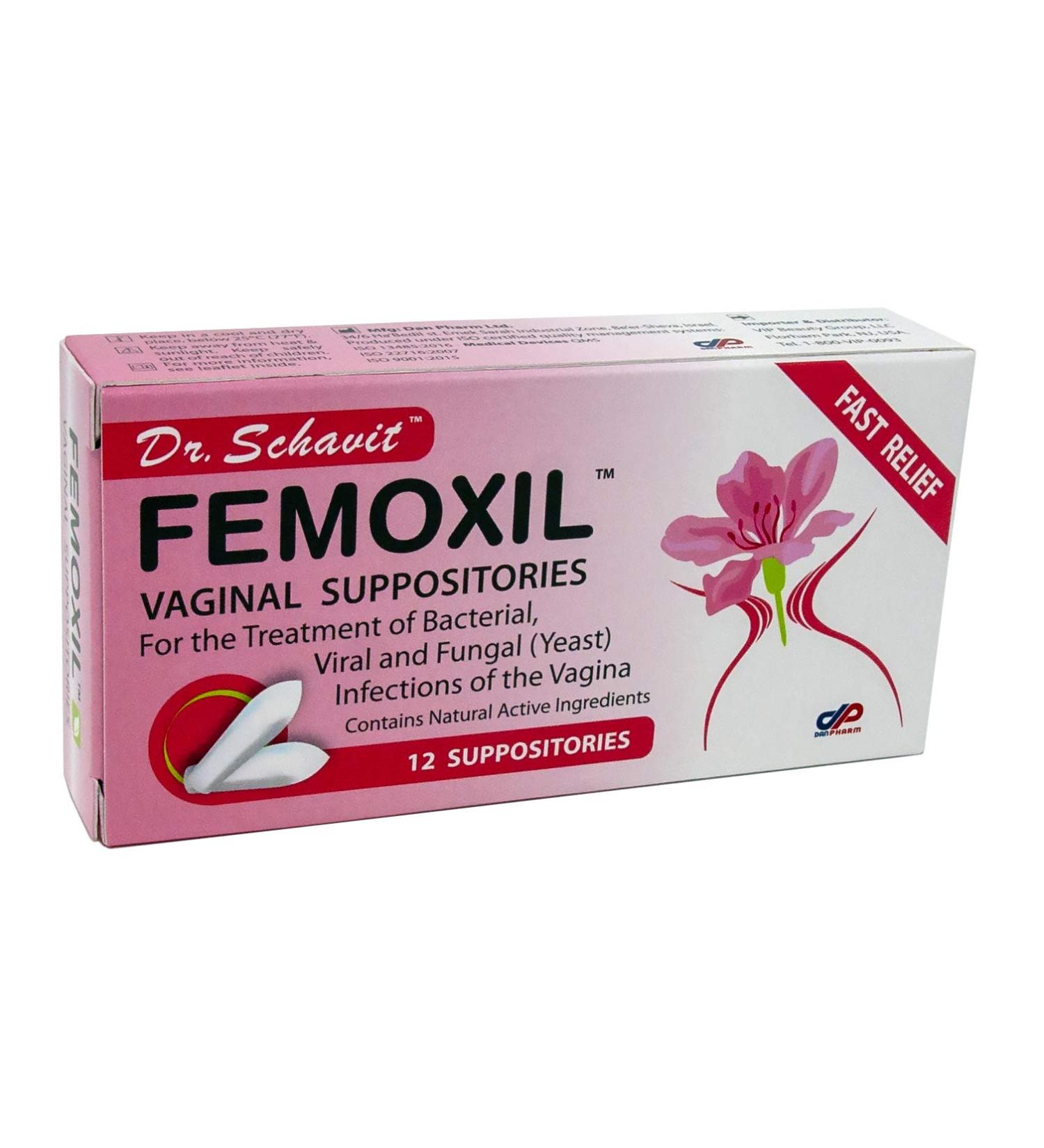 Dr. Schavit FEMOXIL Vaginal Suppositories - Natural Plant-Based Formula for Bacterial, Viral, and Yeast Infections - Fast Soothing Relief, pH Balance & Health - Buy Online on GoSupps.com