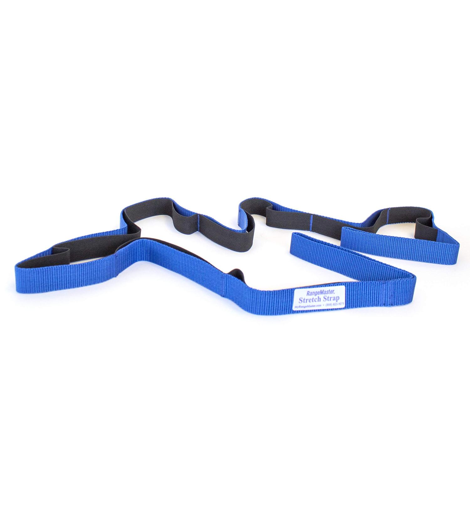 RangeMaster Stretch Strap with Exercise Guide - Versatile Multi-Loop Strap for Yoga, Pilates, Physical Therapy - Portable and Helps Improve Flexibility - Black & Blue - Buy Online on GoSupps.com