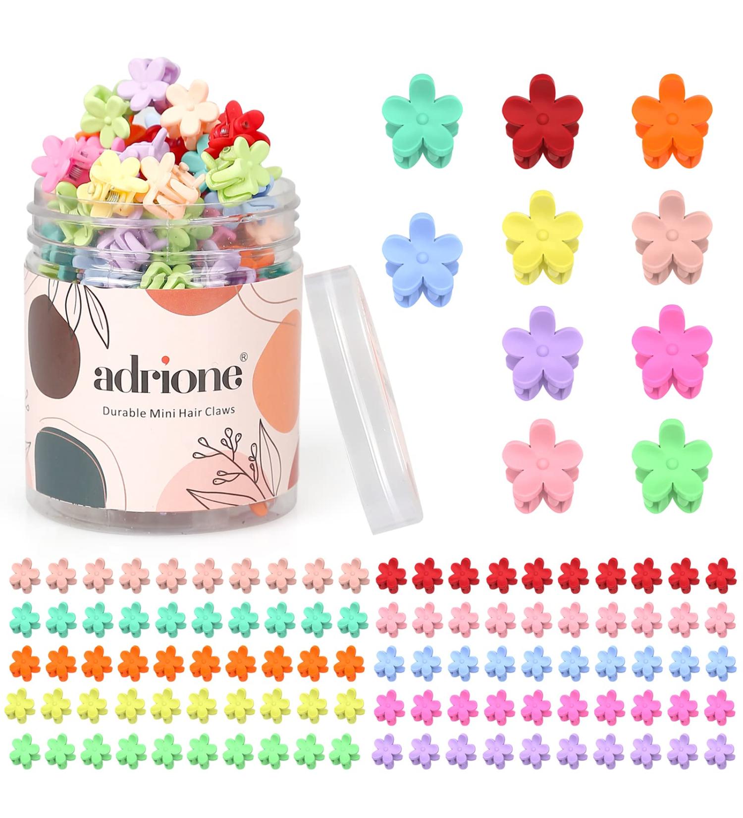 ADRIONE Mini Flower Hair Clips 100 Pack - Colorful Toddler & Baby Hair Accessories for Fine Hair - Strong Grip Small Flower Clips for Women & Girls - Buy Online on GoSupps.com