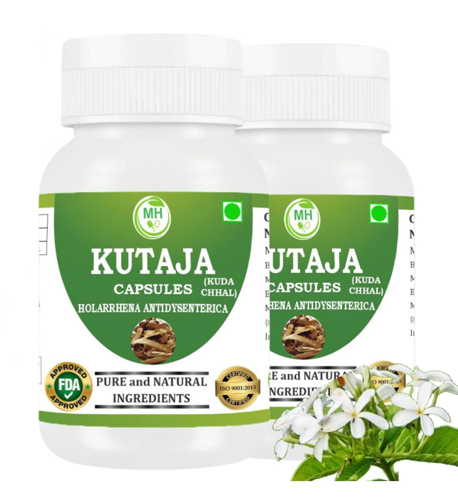 Morsan Healthcare Kutaja Capsules 500 mg (9:1 Extract) 60 Veg Capsules | Holarrhena Antidysenterica for Men & Women | Herbal Supplement | Vegan & Gluten-Free| Pack of 1 (Pack of 2) - Buy Online on GoSupps.com