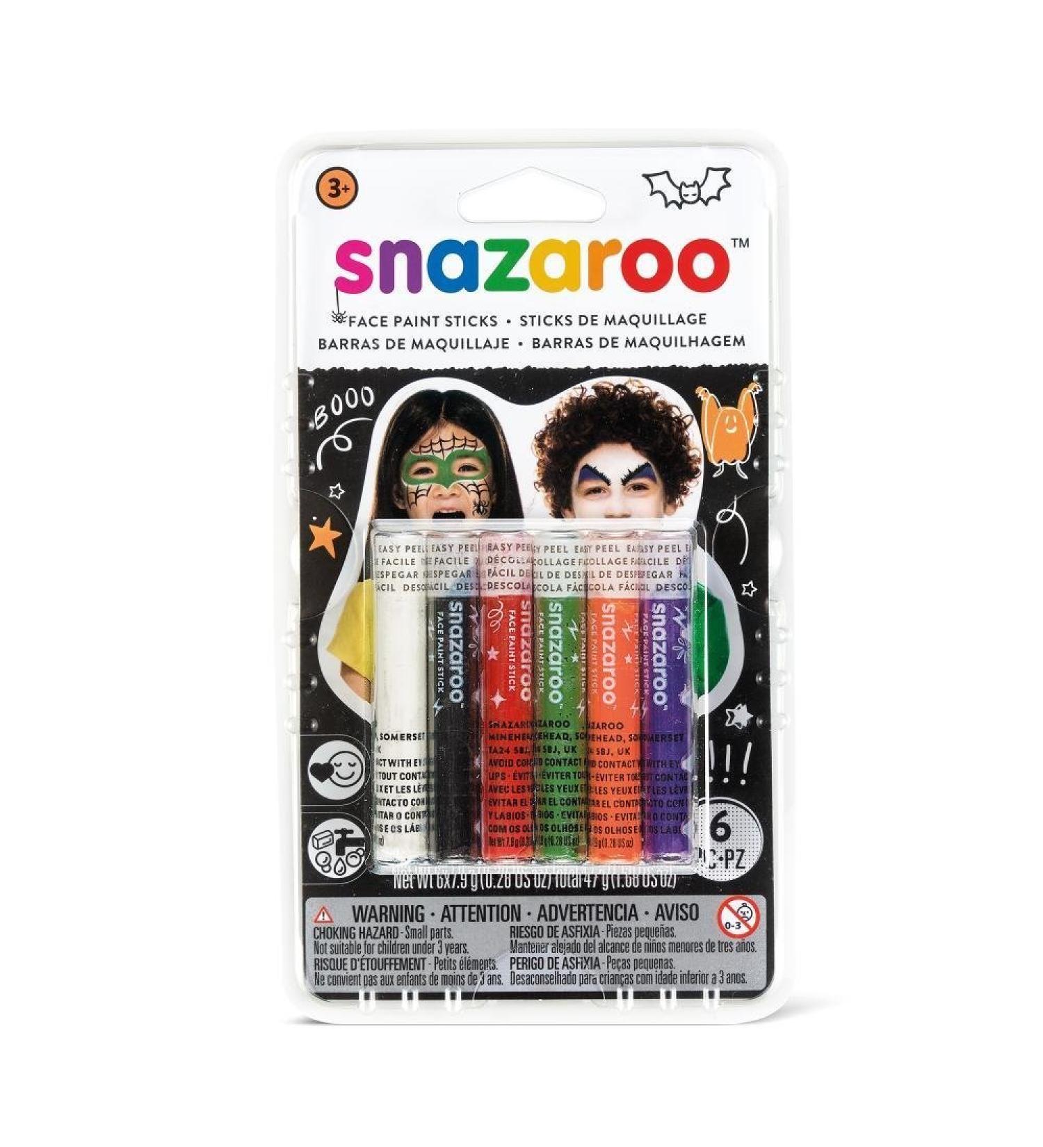 Snazaroo 1172012 makeup set 6 facial colors free of fragrances skin -friendly and with water and soap to remove - ideal for parties Halloween carnival carnavel - set Halloween face painting pencils: Halloween