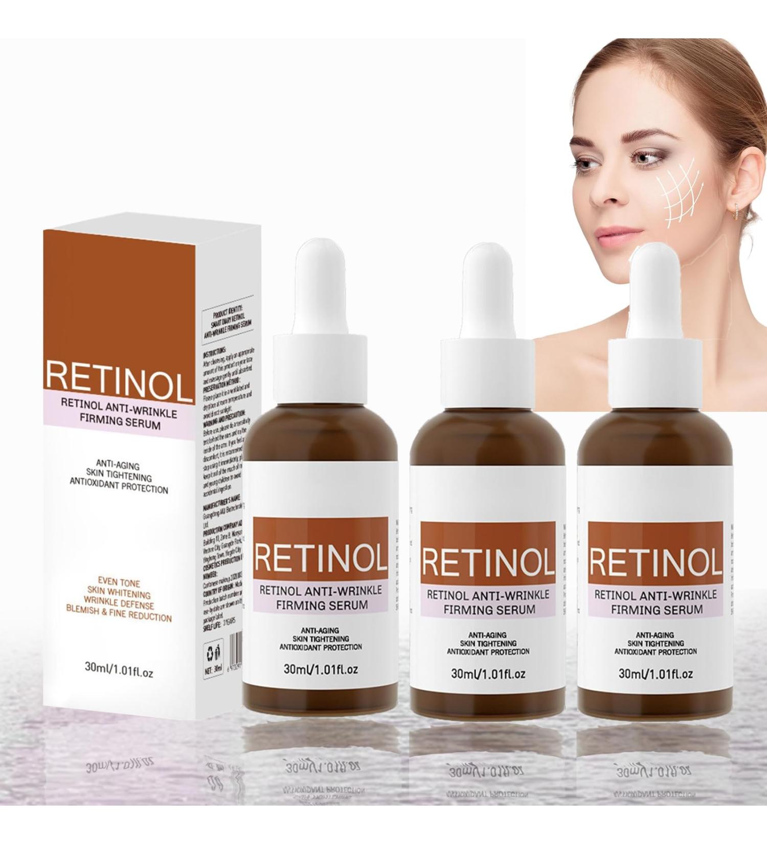 Retinol Anti-Wrinkle Facial Serum Retinol Eye Cream Instant Lift Plus Intense Reactivating Retinol Serum - Retinol Serum for Anti-Aging Skin (3pc) - Buy Online on GoSupps.com
