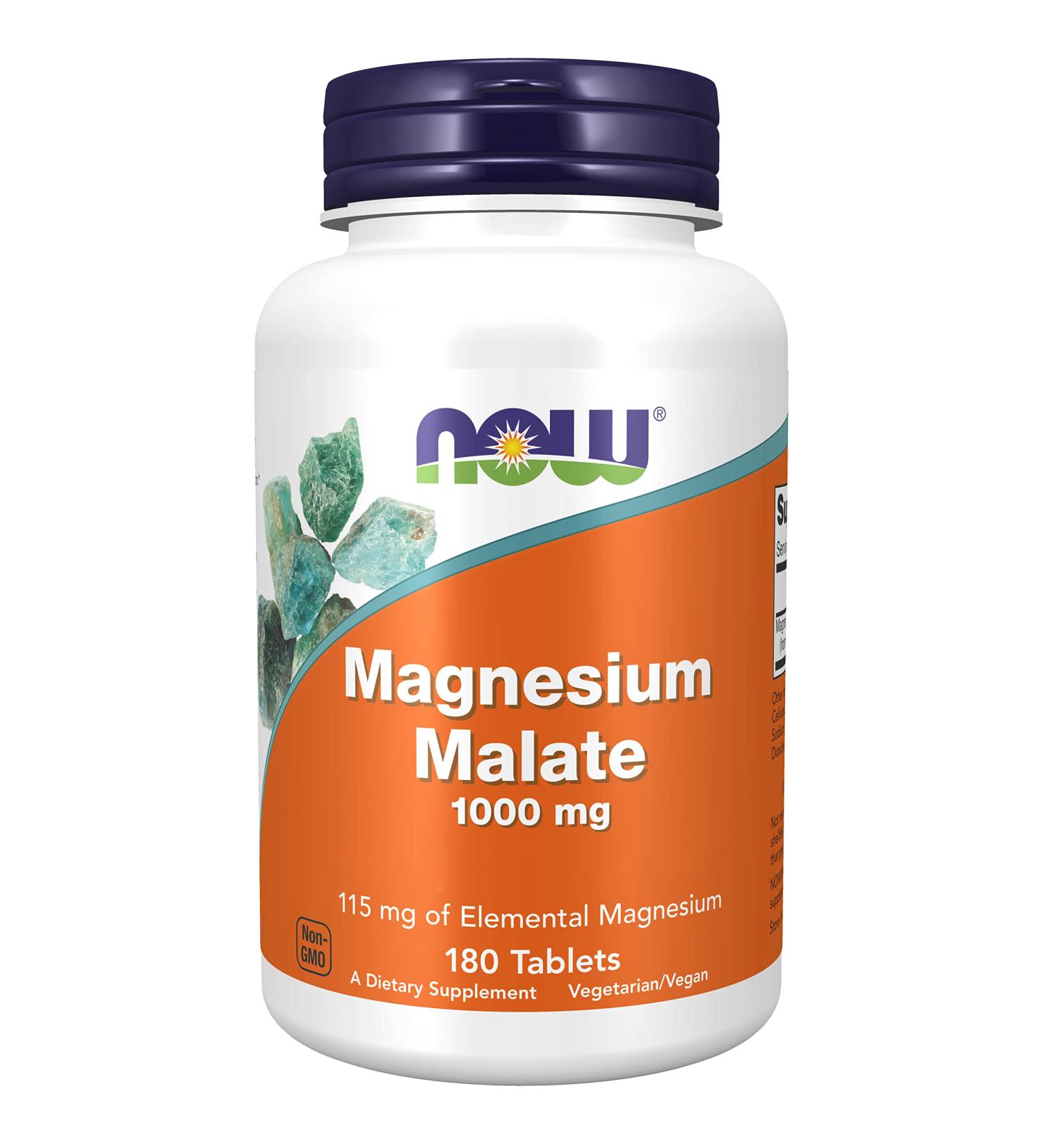 Now Foods Magnesium Malate 1 000 mg 180 Vegan Tablets Lab Tested Gluten Free Soy Free Vegetarian - Buy Online on GoSupps.com