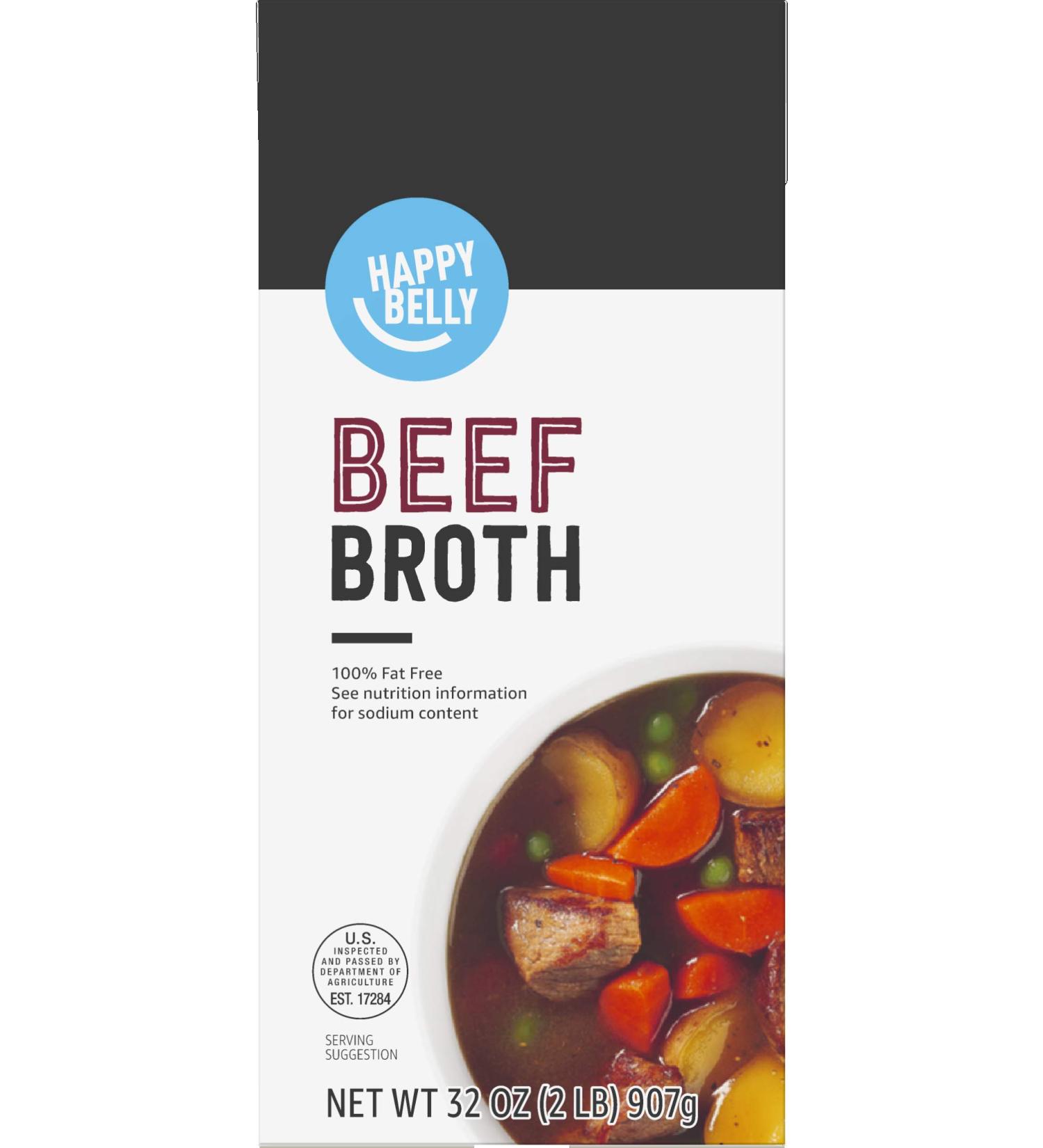 Happy Belly Beef Broth - 32 Ounce | Amazon Brand - Buy Online on GoSupps.com