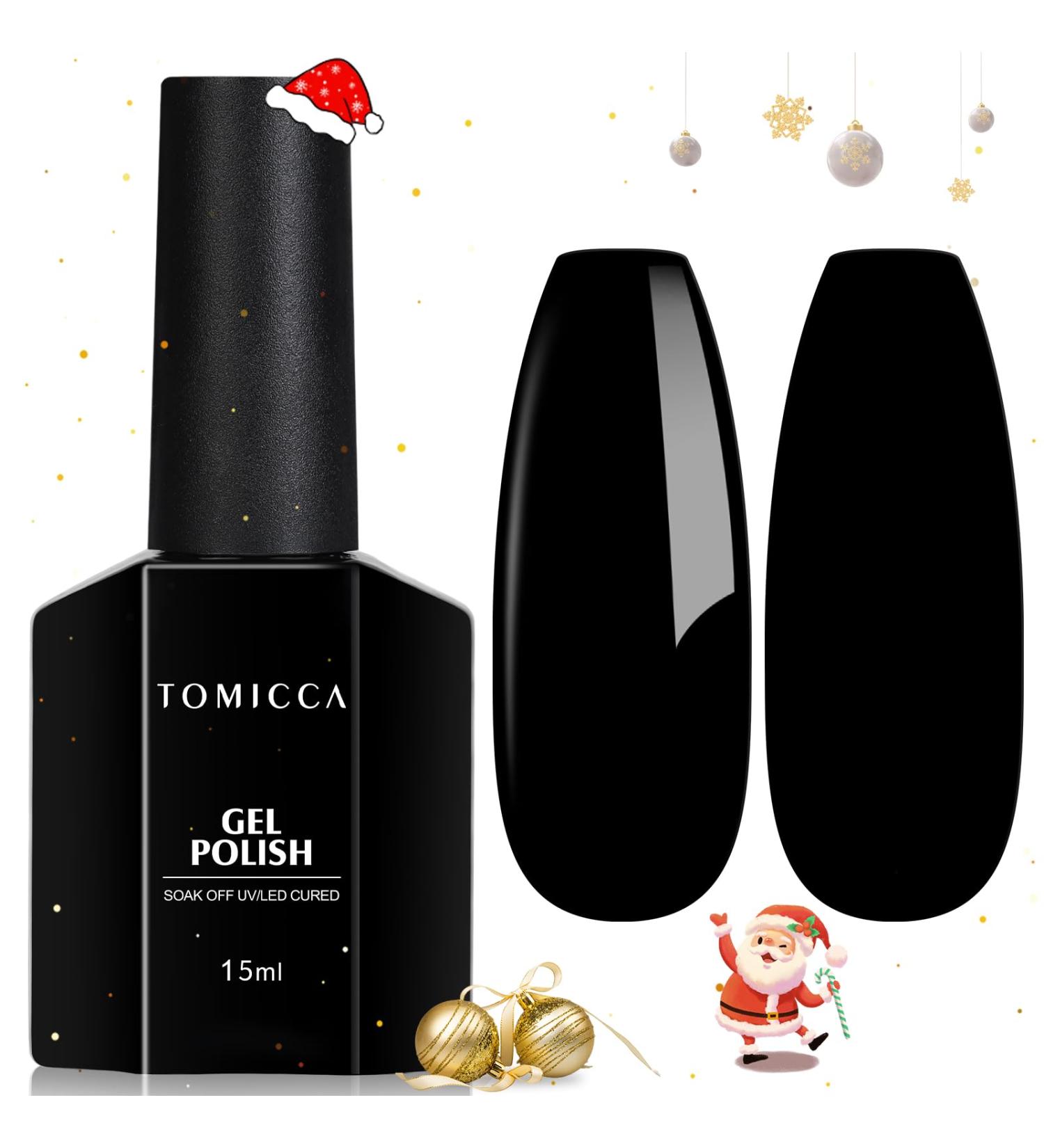 TOMICCA 15ml Black Gel Nail Polish | Soak Off UV LED Long Lasting High Gloss Varnish | Chip Resistant for Manicure Salon and DIY at Home - Buy Online on GoSupps.com