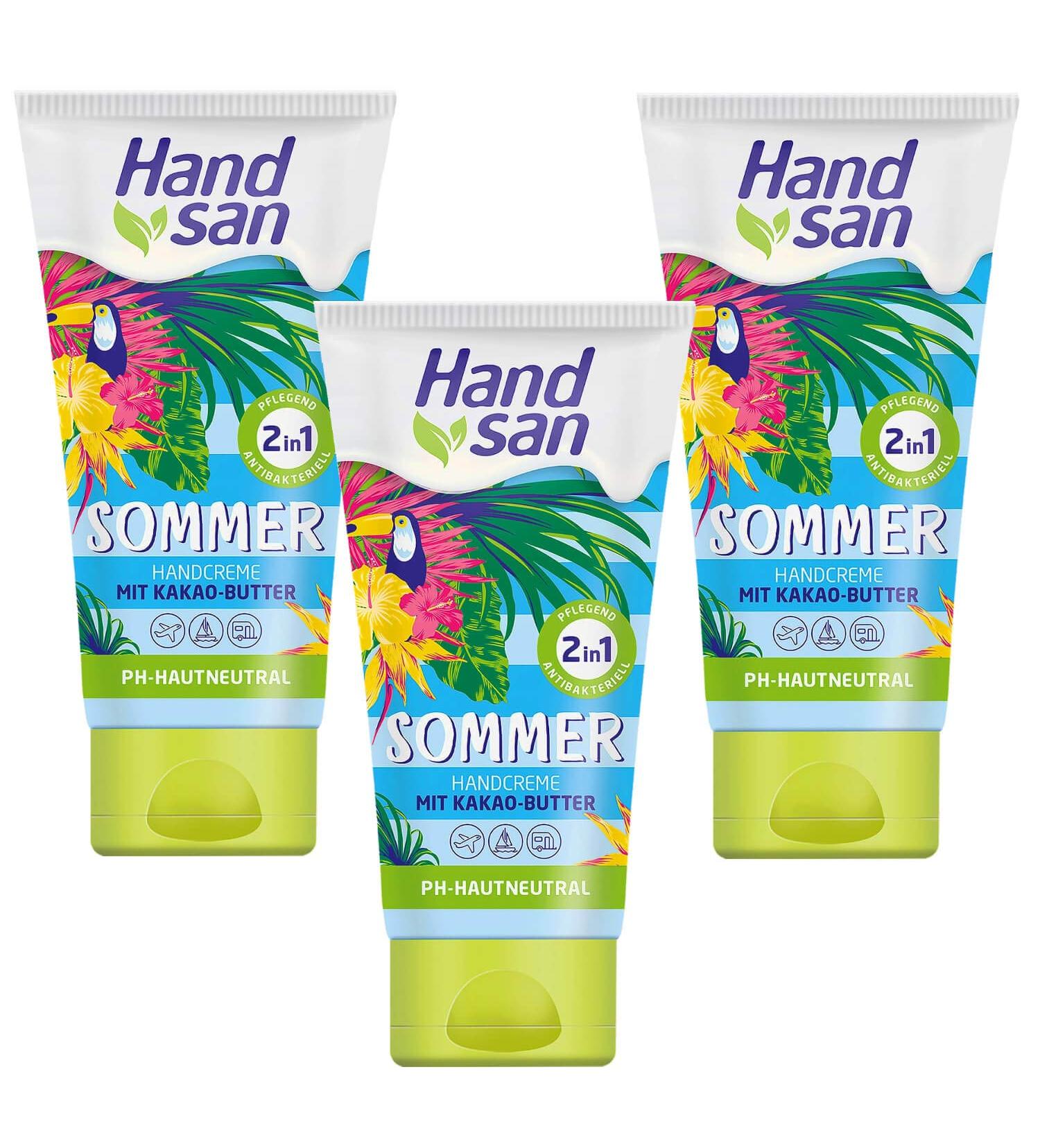 Pack of 3 Handsan Nourishing Summer Hand Cream 2-in-1 | Cocoa Butter Moisturizer (3x 75ml) | International Shipping Available - Buy Online on GoSupps.com