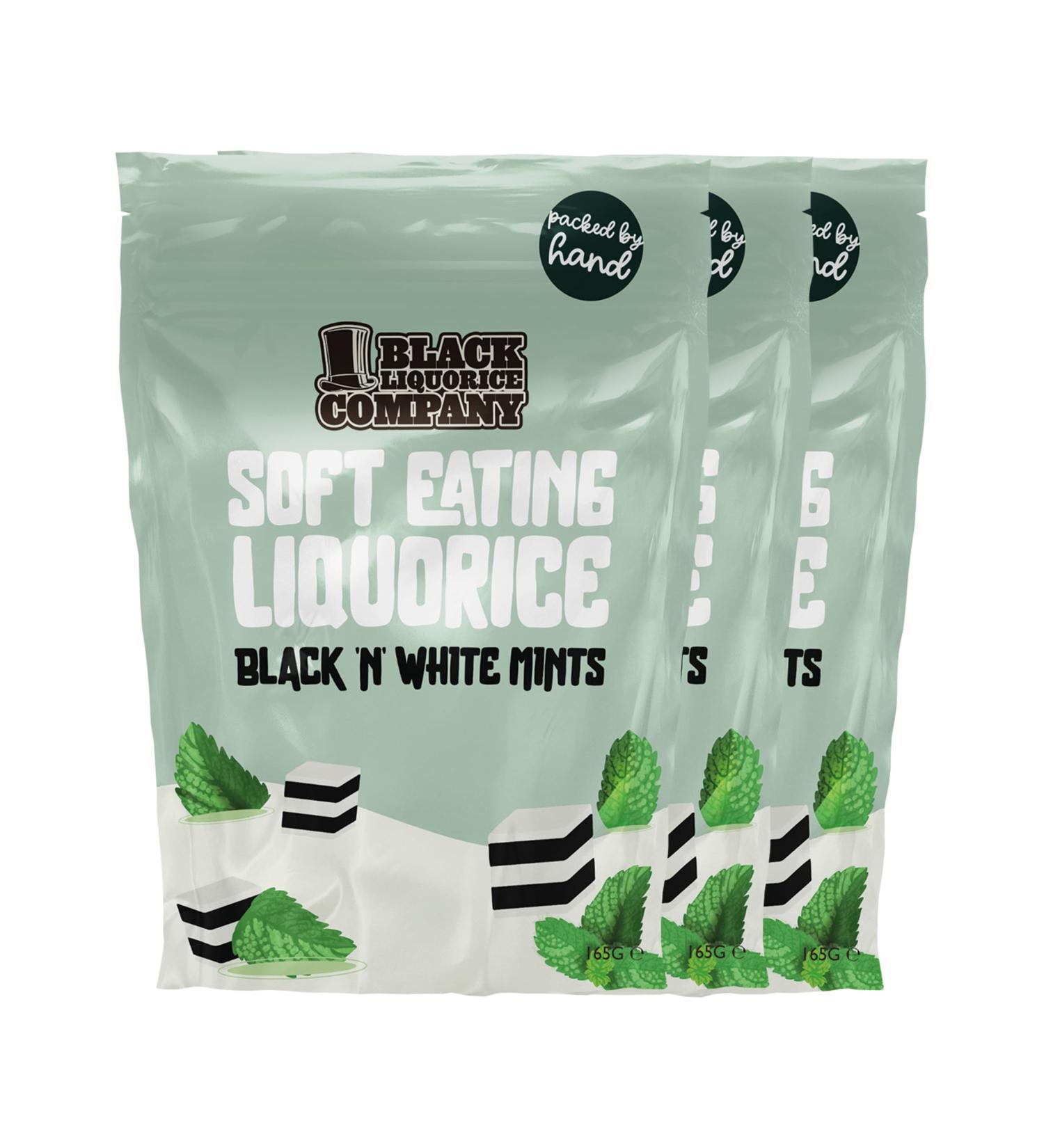Black Liquorice Company - Soft Eating Liquorice Black'n'White Mints 3 x 165g - Buy Online on GoSupps.com