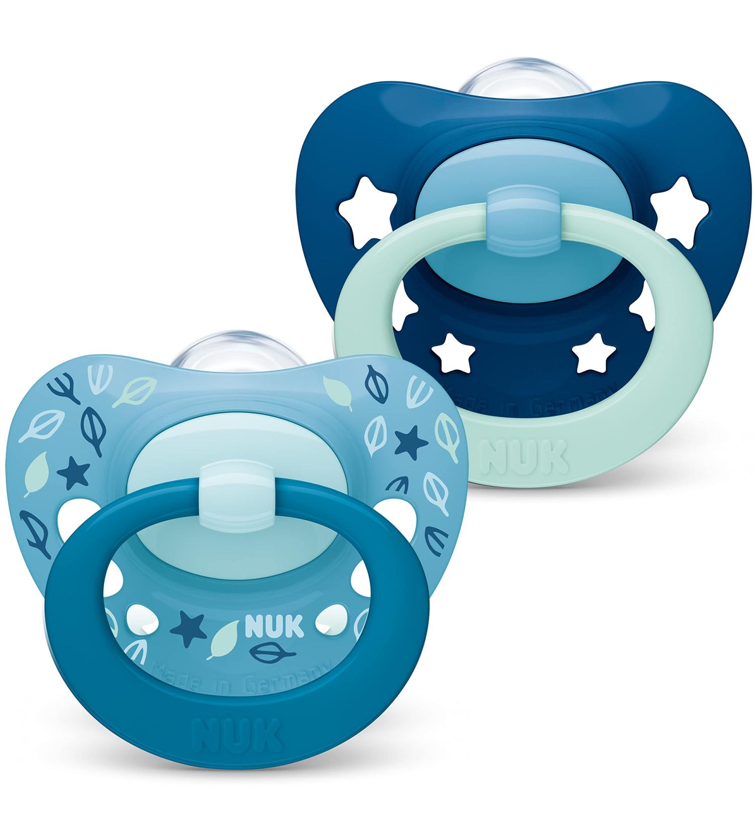 Buy NUK Signature BPA-Free Silicone Pacifier | 18-36 Months | Blue-Green Stars | 2 Pack | International Shipping Available - Buy Online on GoSupps.com