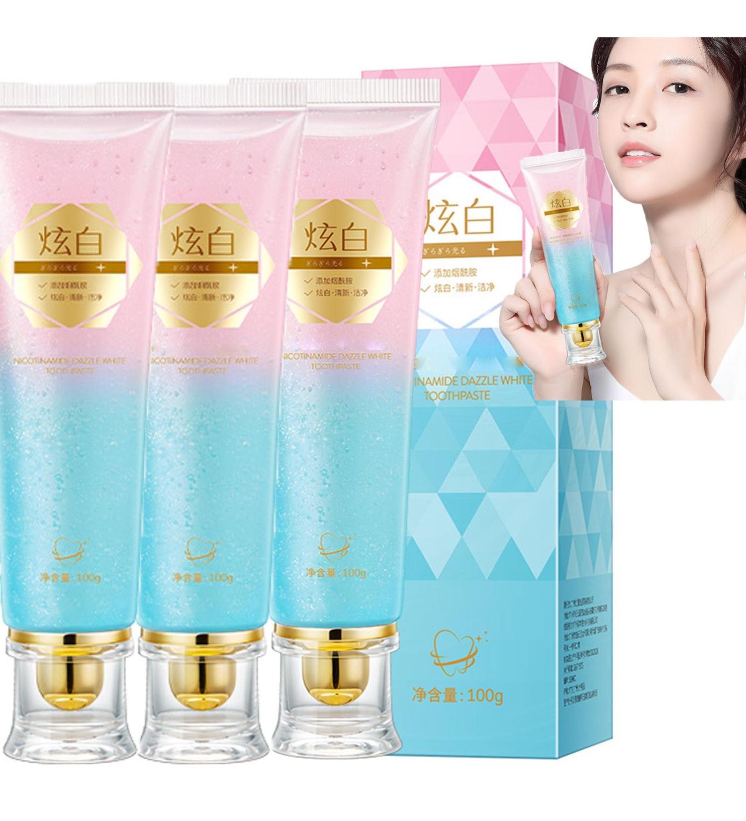 3Pcs Nicotinamide Whitening Toothpaste Dazzling White Nicotinamide Toothpaste Niacinamide Whitening Toothpaste Removes Stains and Whitens - Buy Online on GoSupps.com