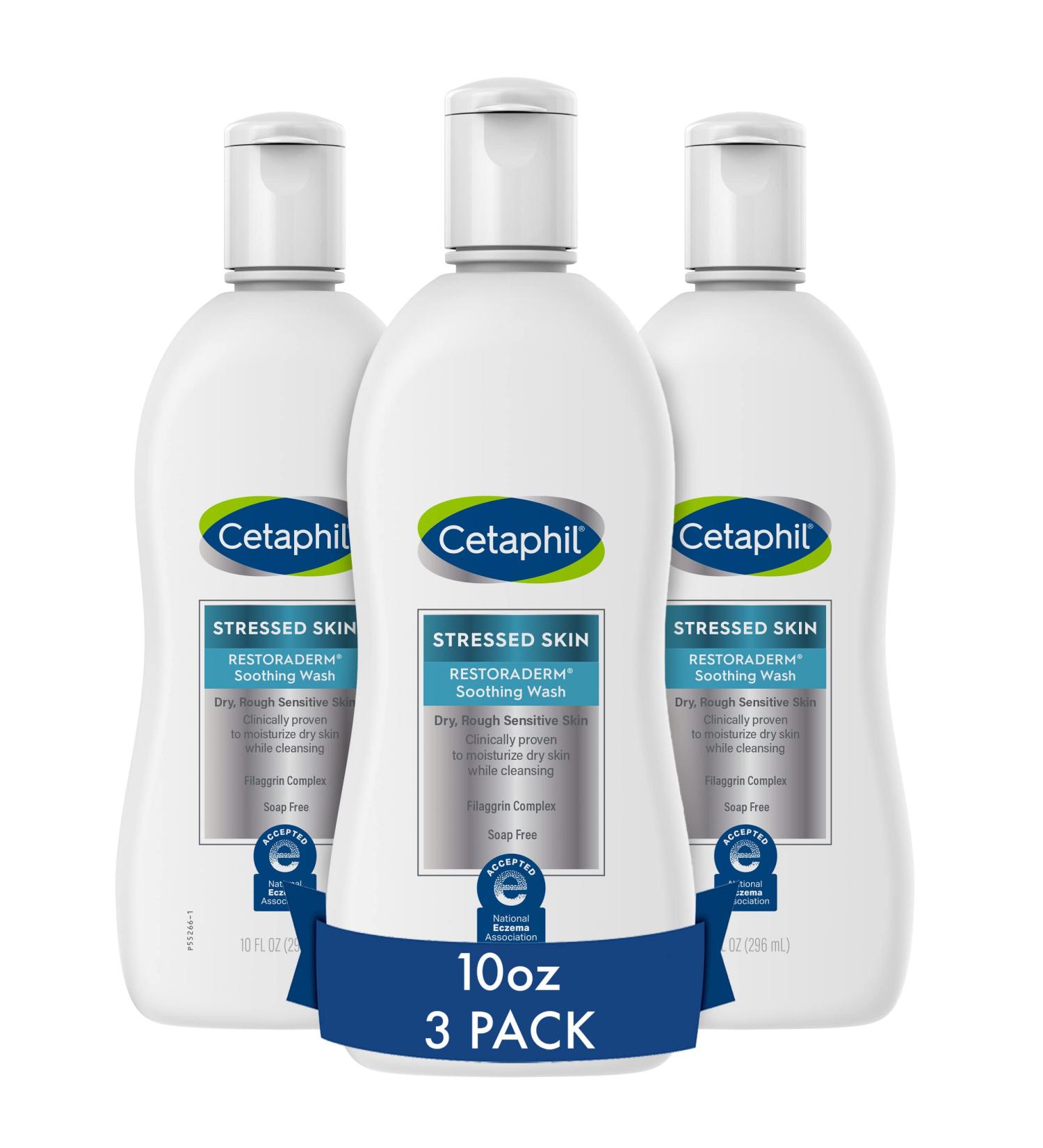 Cetaphil RESTORADERM Soothing Wash 10 floz Pack of 3 Soothes Dry Stressed Skin Hypoallergenic Soap & Paraben Free National Eczema Association Endorsed Dermatologist Recommended - Buy Online on GoSupps.com