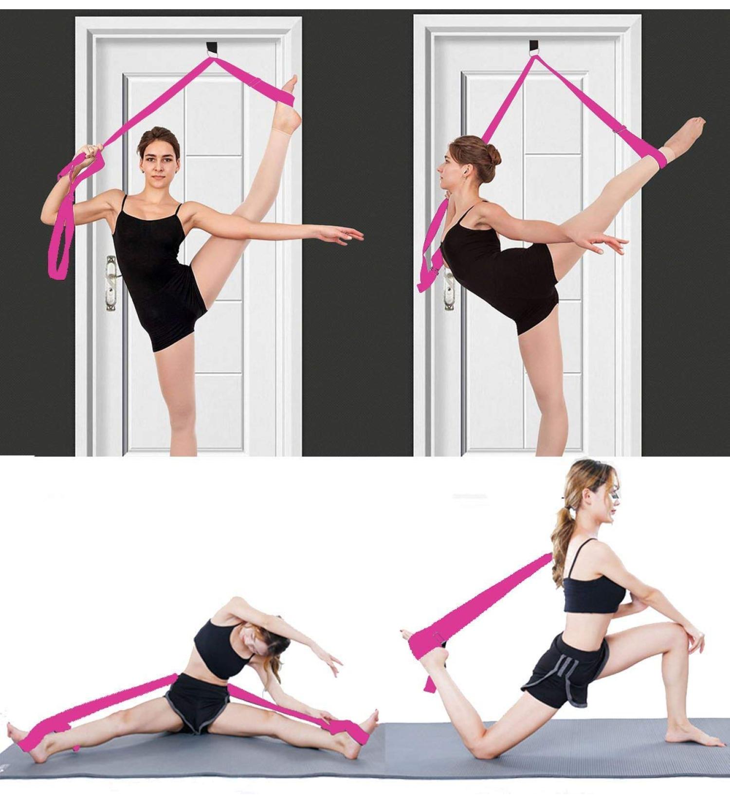 Mingzi Stretching Leg Spreader | Easy Door Yoga Belt | Pink Stretch Band for Ballet Dance Gymnastics & Taekwondo - Buy Online on GoSupps.com