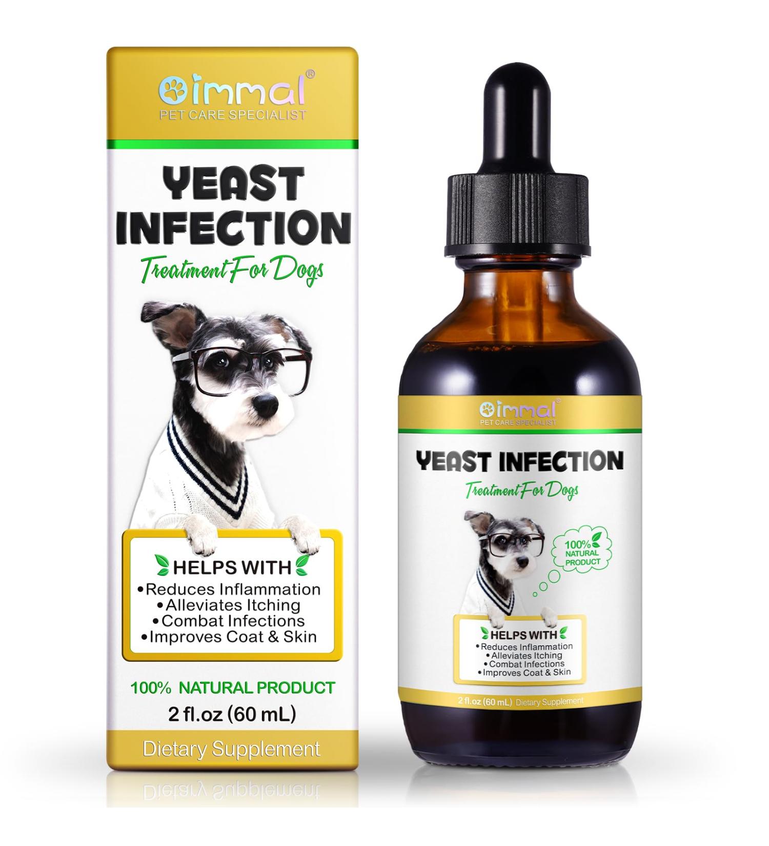 Natural Yeast Infection Treatment for Dogs - Ear Infection Relief Itchy Skin Support 2fl oz Herbal Supplement for Healthy Coat & Skin 60ml - Buy Online on GoSupps.com