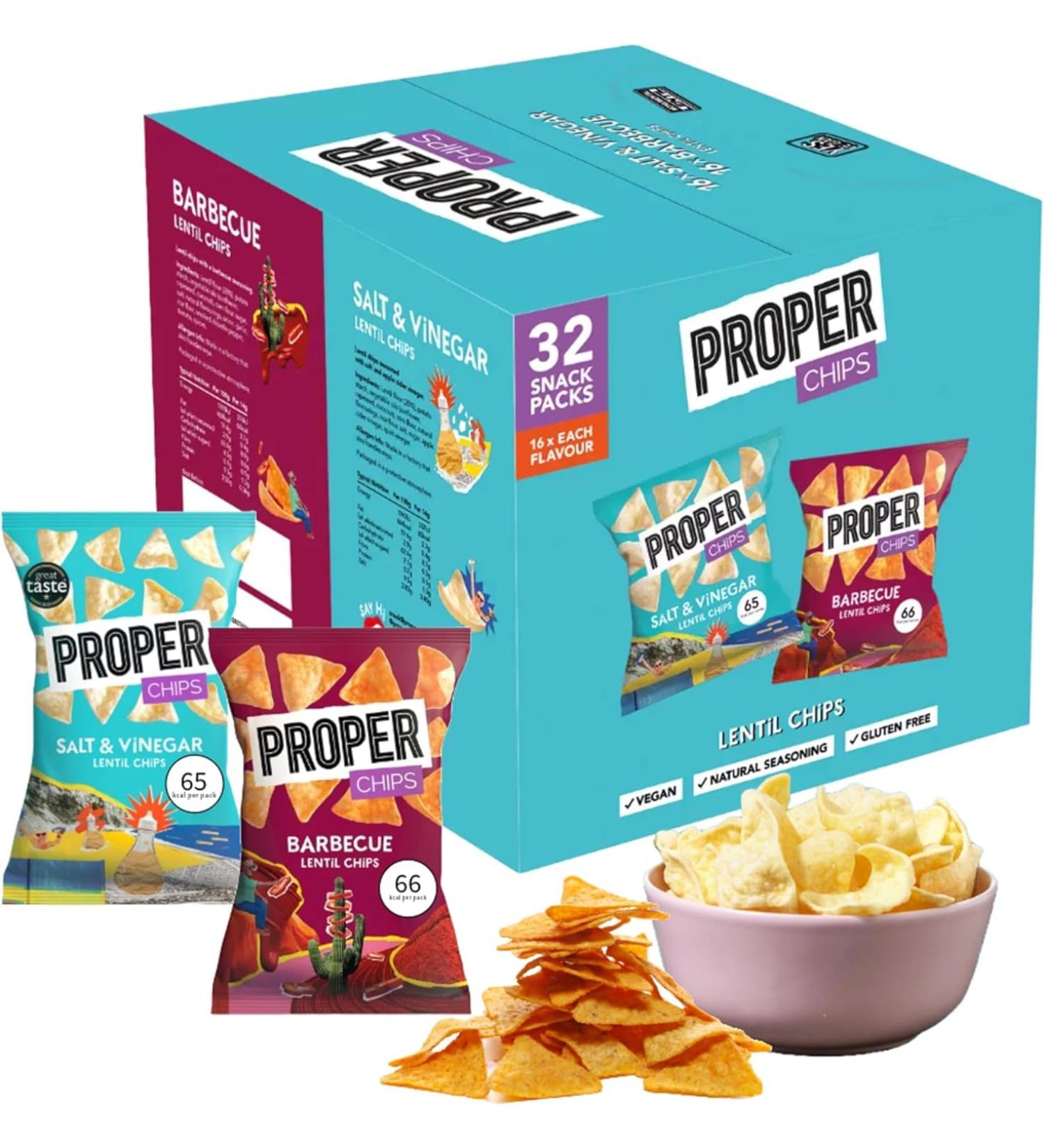  Gift Idee Gluten Free Lentil Chips 14g - Vegan Chips - BBQ Vinegar & Salt Healthy Low Calorie Snack Box for Kids Lunch Party and Night Out (32 Count) - Buy Online on GoSupps.com